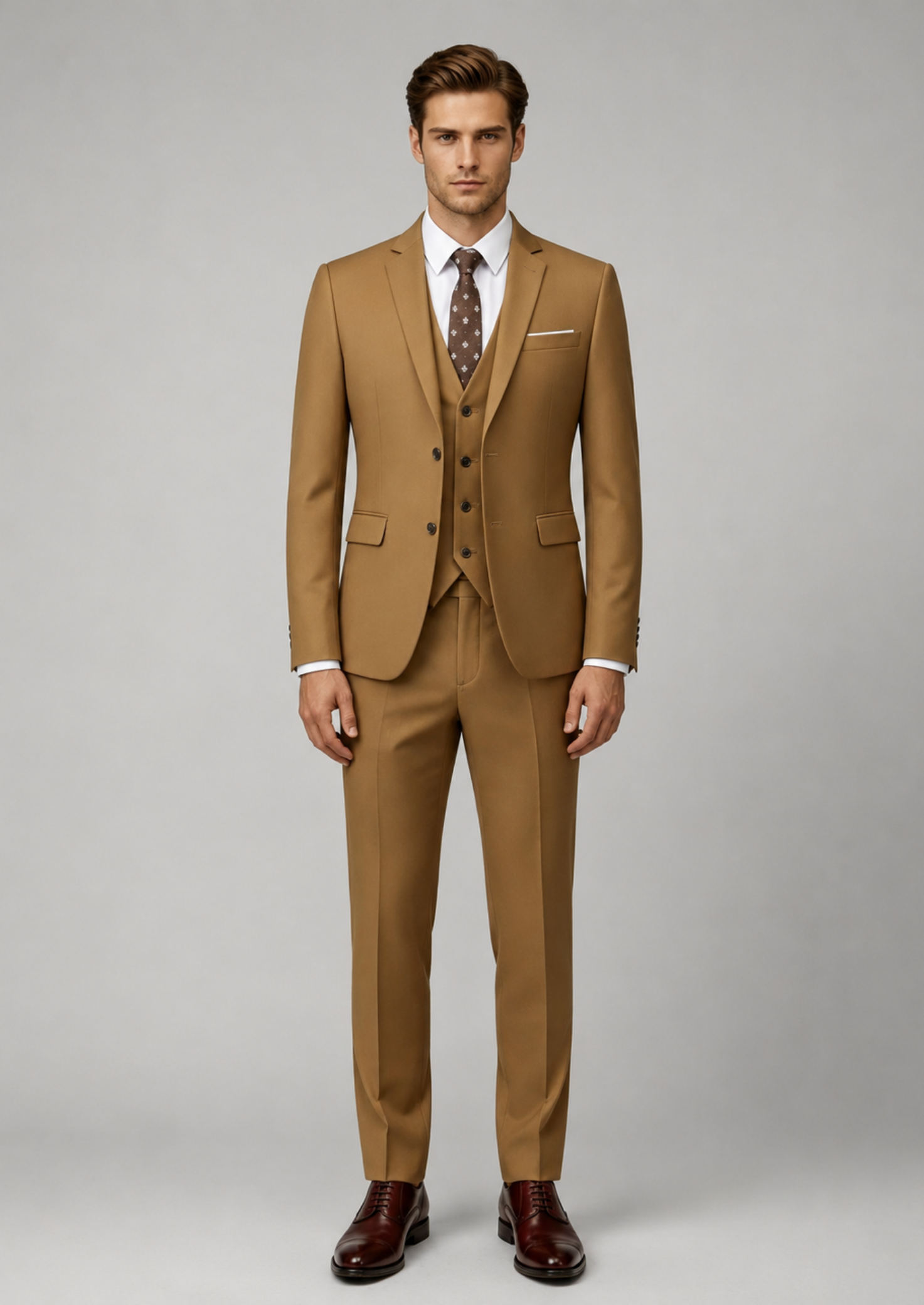 Men’s 3-Piece Slim Fit Suit with Single-Breasted Jacket
