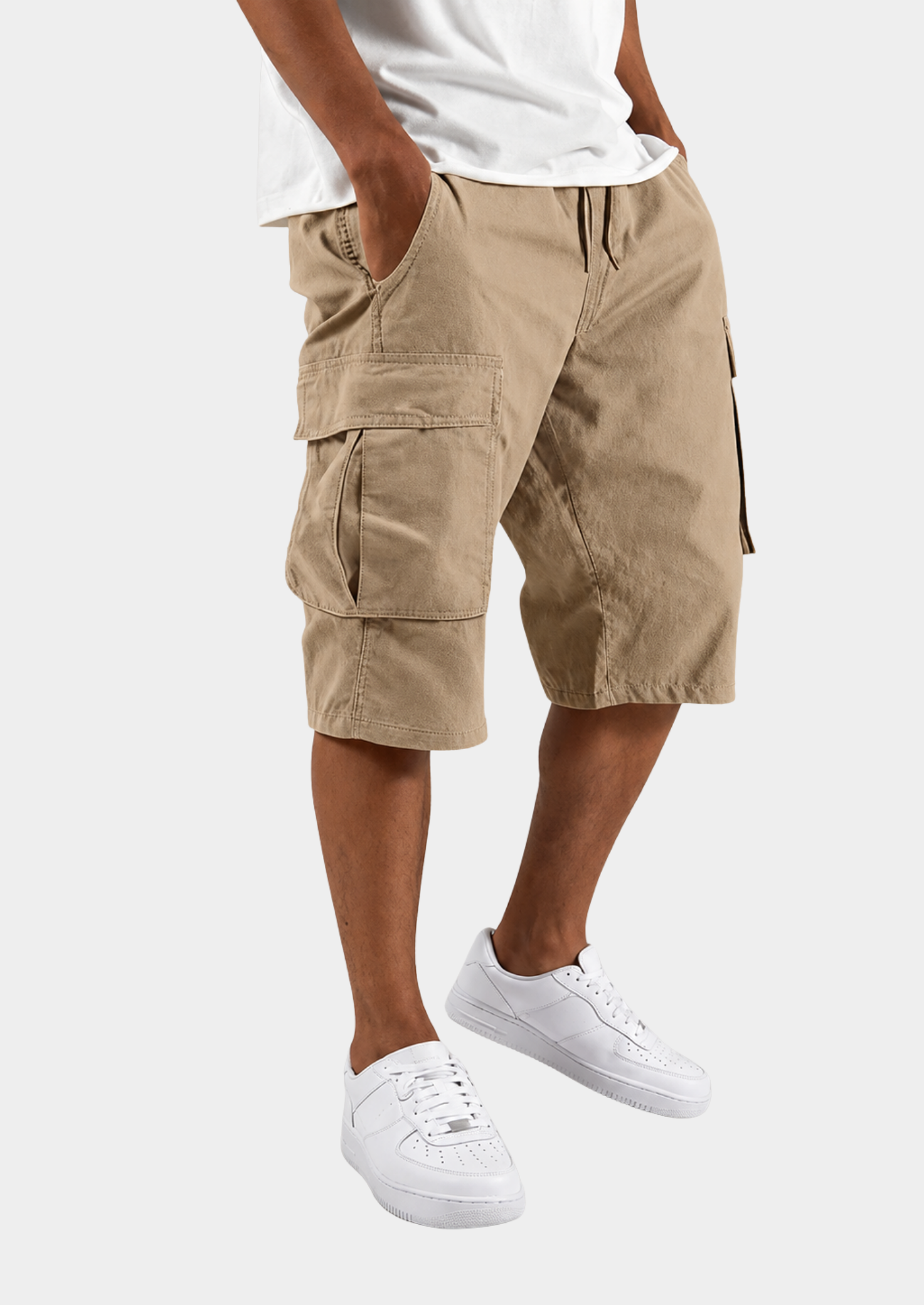 Men’s Cargo Shorts with Drawstring Waist and Side Pockets