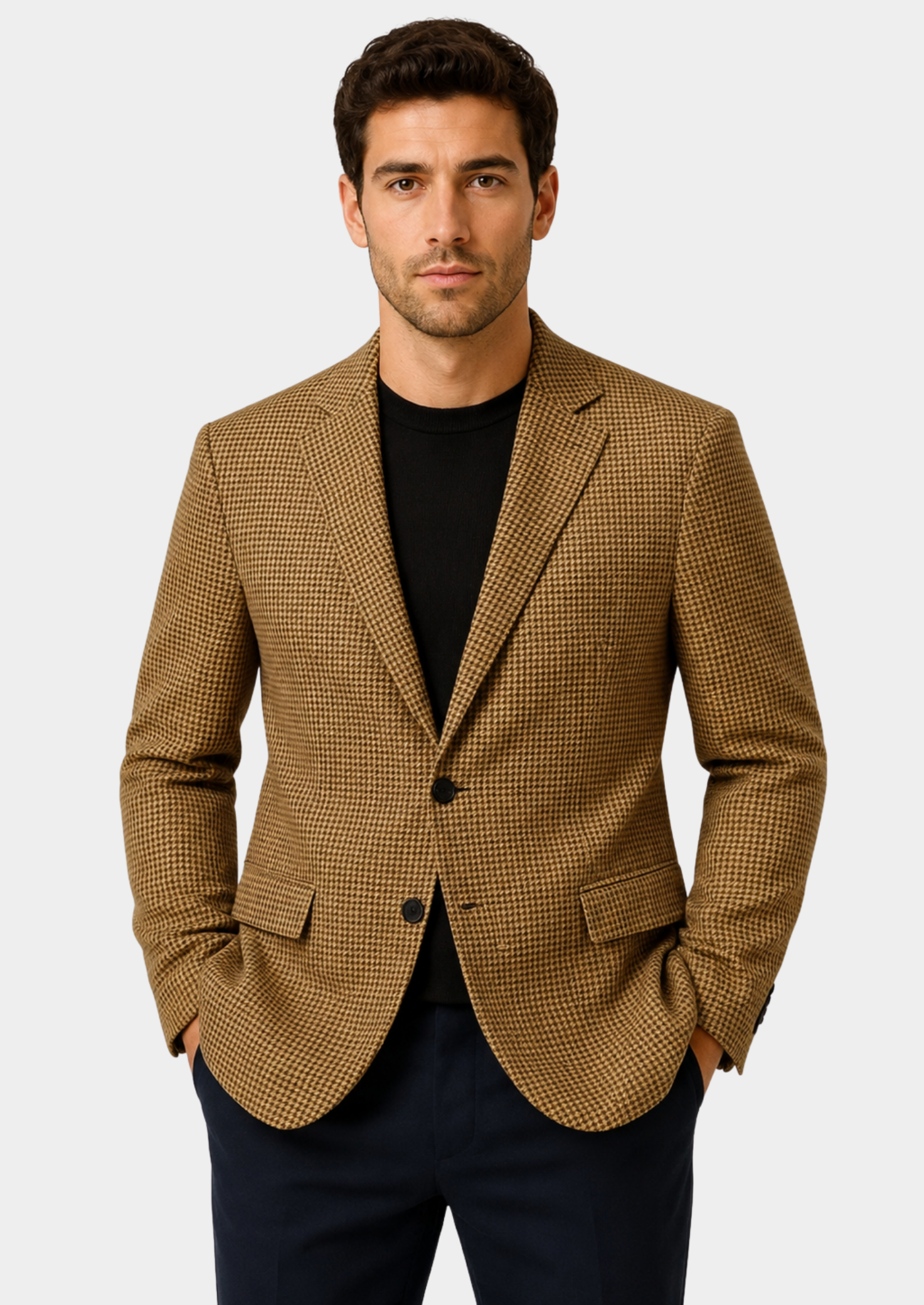 Men’s Check Blazer with Notch Lapel