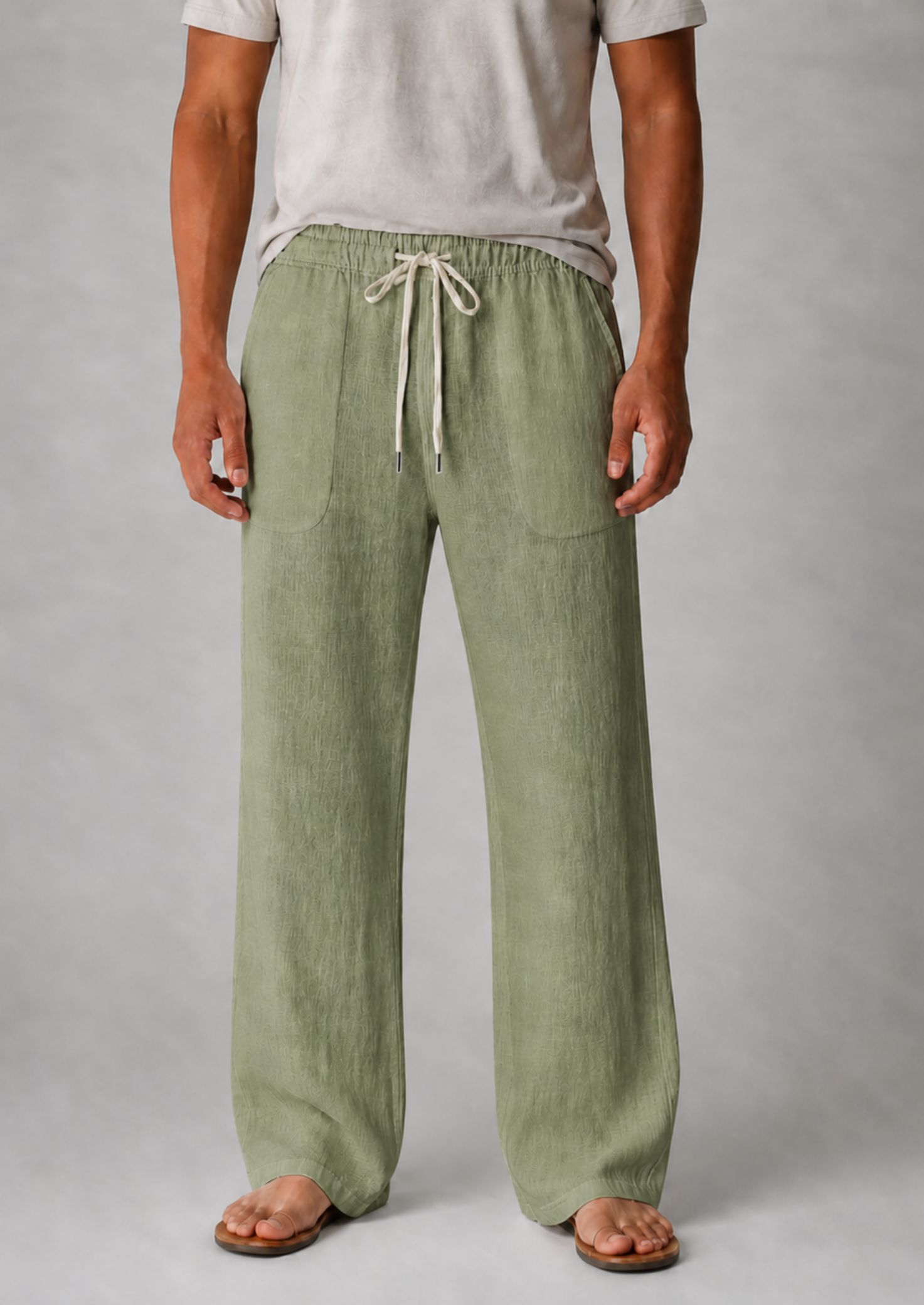 Men’s Drawstring Waist Straight Leg Pants