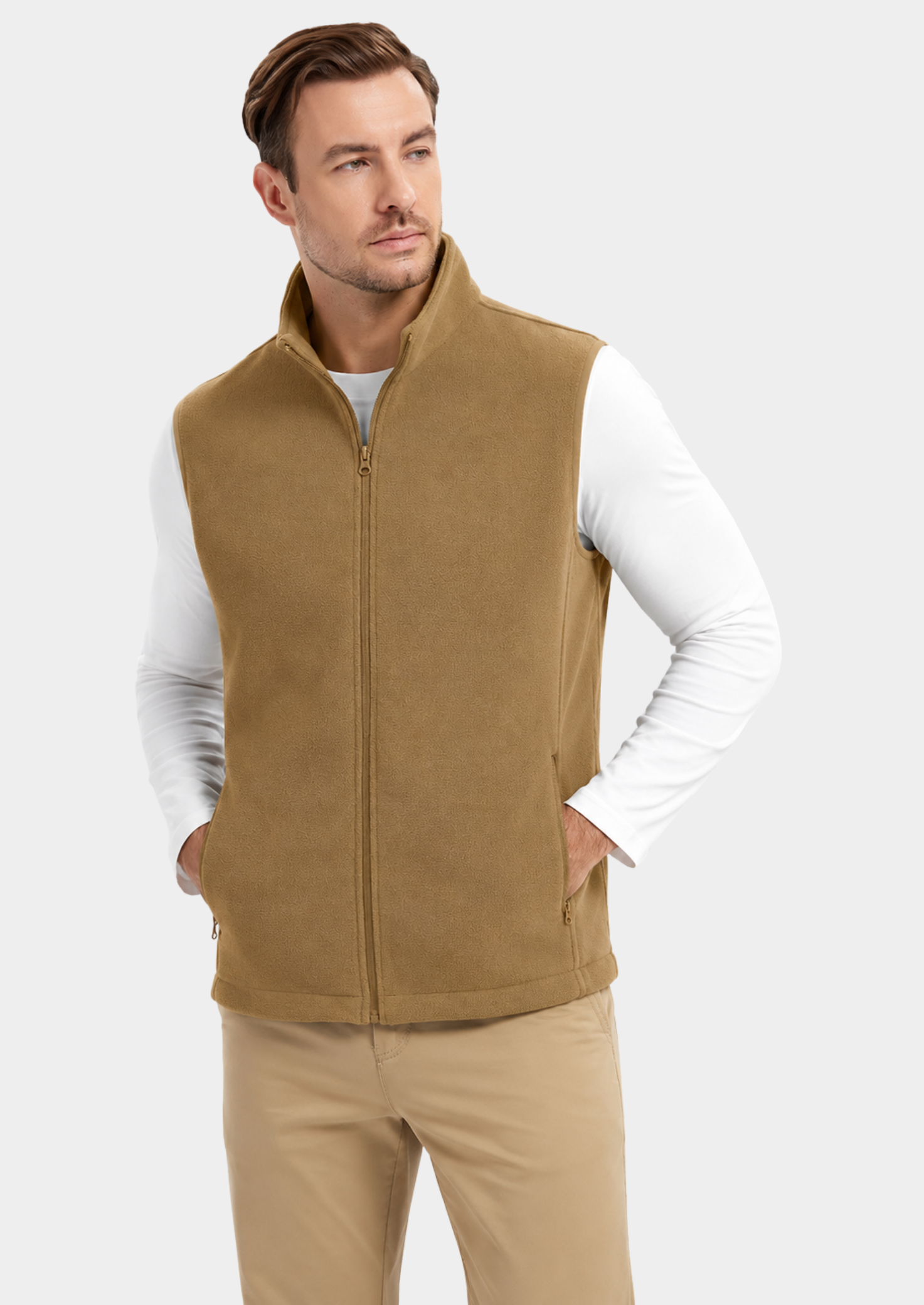 Men’s Fleece Gilet Jacket with Full Zipper and Pockets