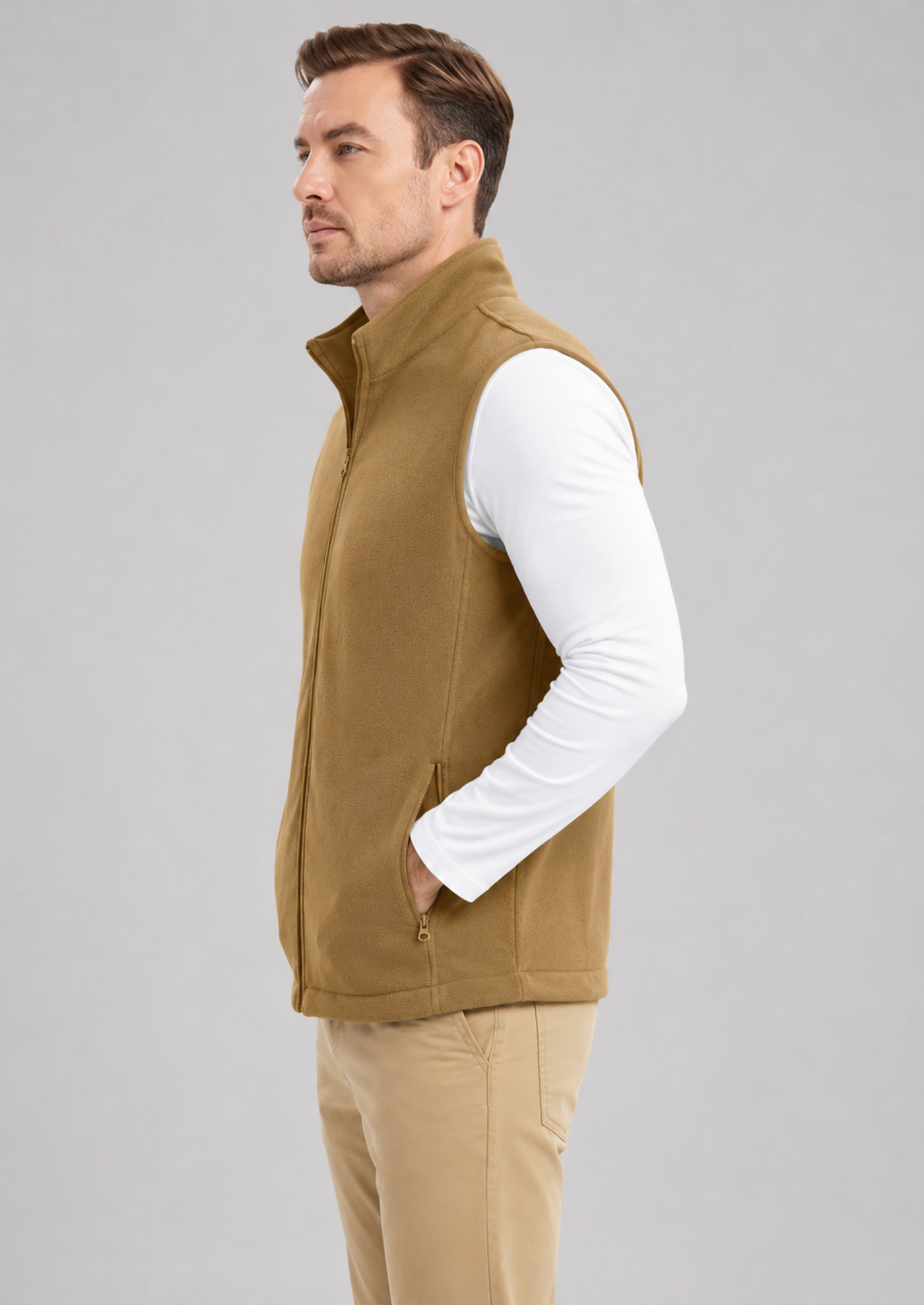 Men’s Fleece Gilet Jacket with Full Zipper and Pockets