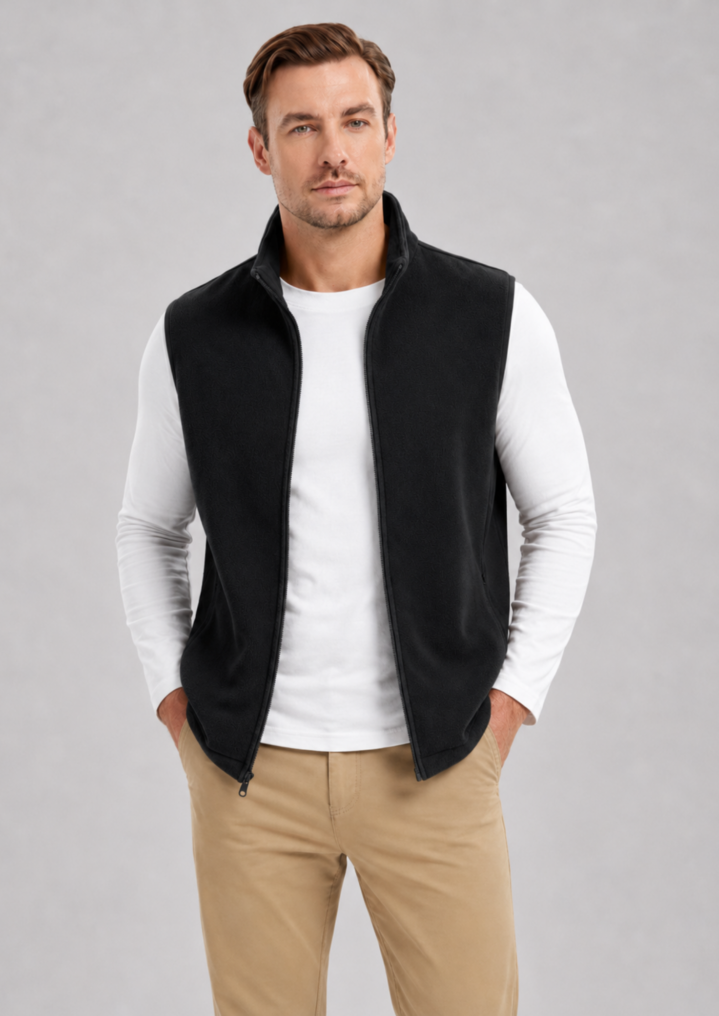 Men’s Fleece Gilet Jacket with Full Zipper and Pockets
