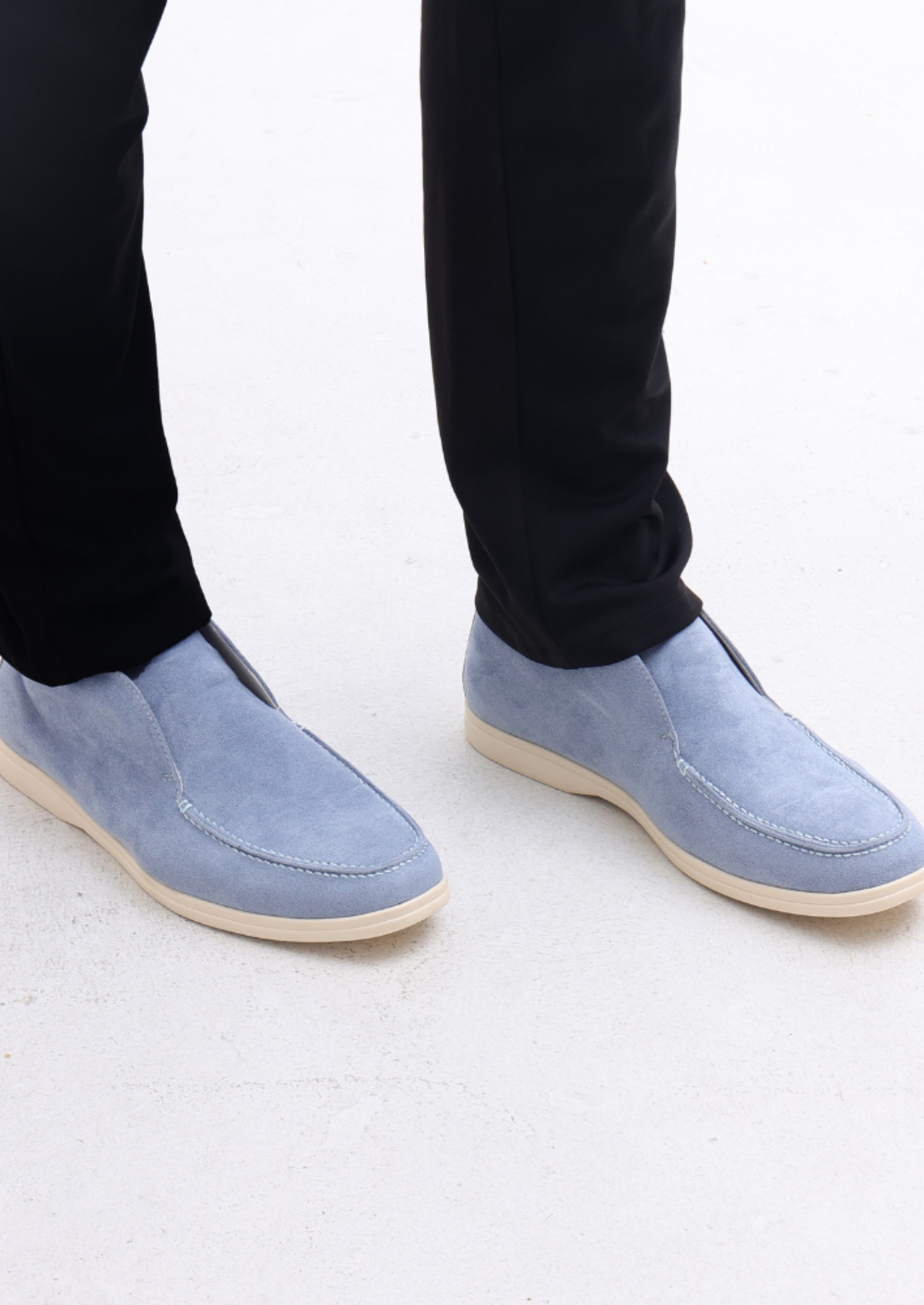 Men’s High Suede Slip-On Loafers with Contrast Sole