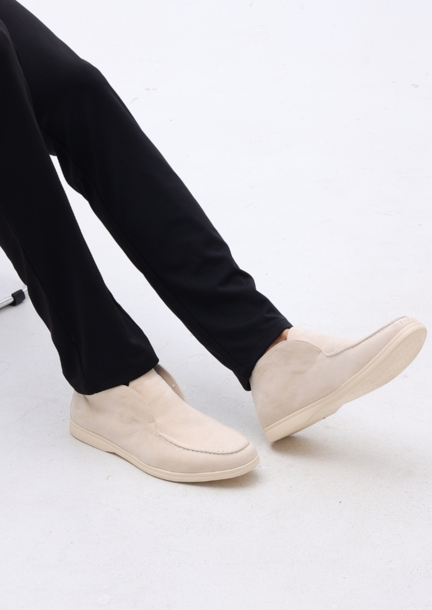 Men’s High Suede Slip-On Loafers with Contrast Sole