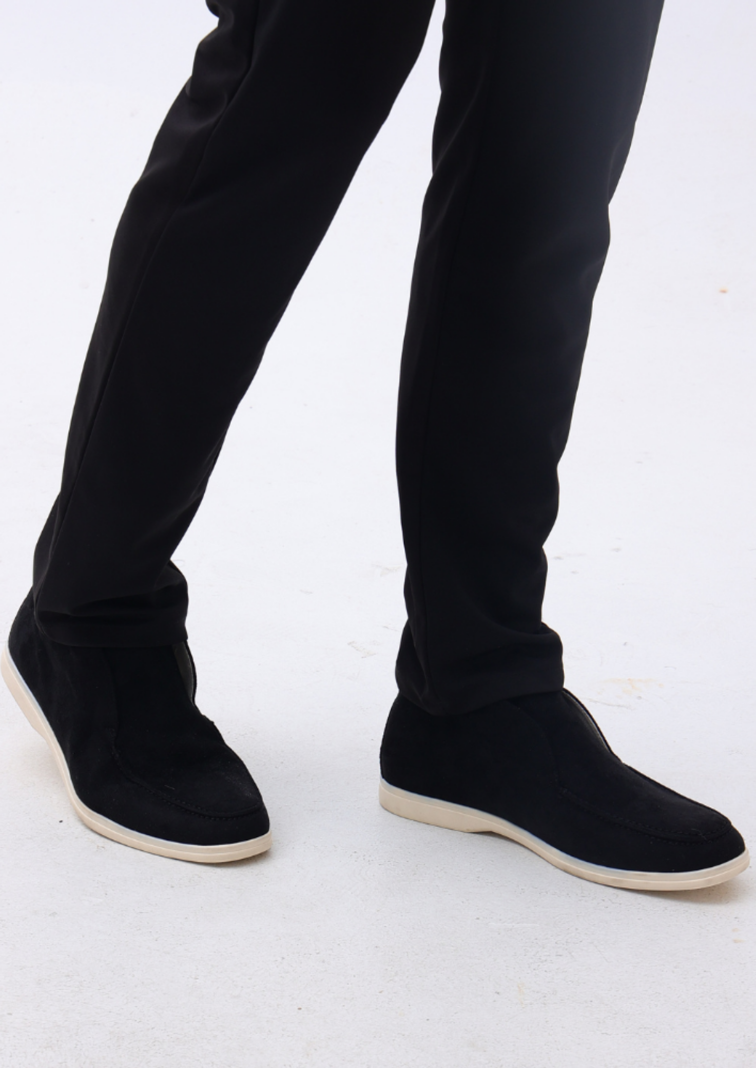 Men’s High Suede Slip-On Loafers with Contrast Sole