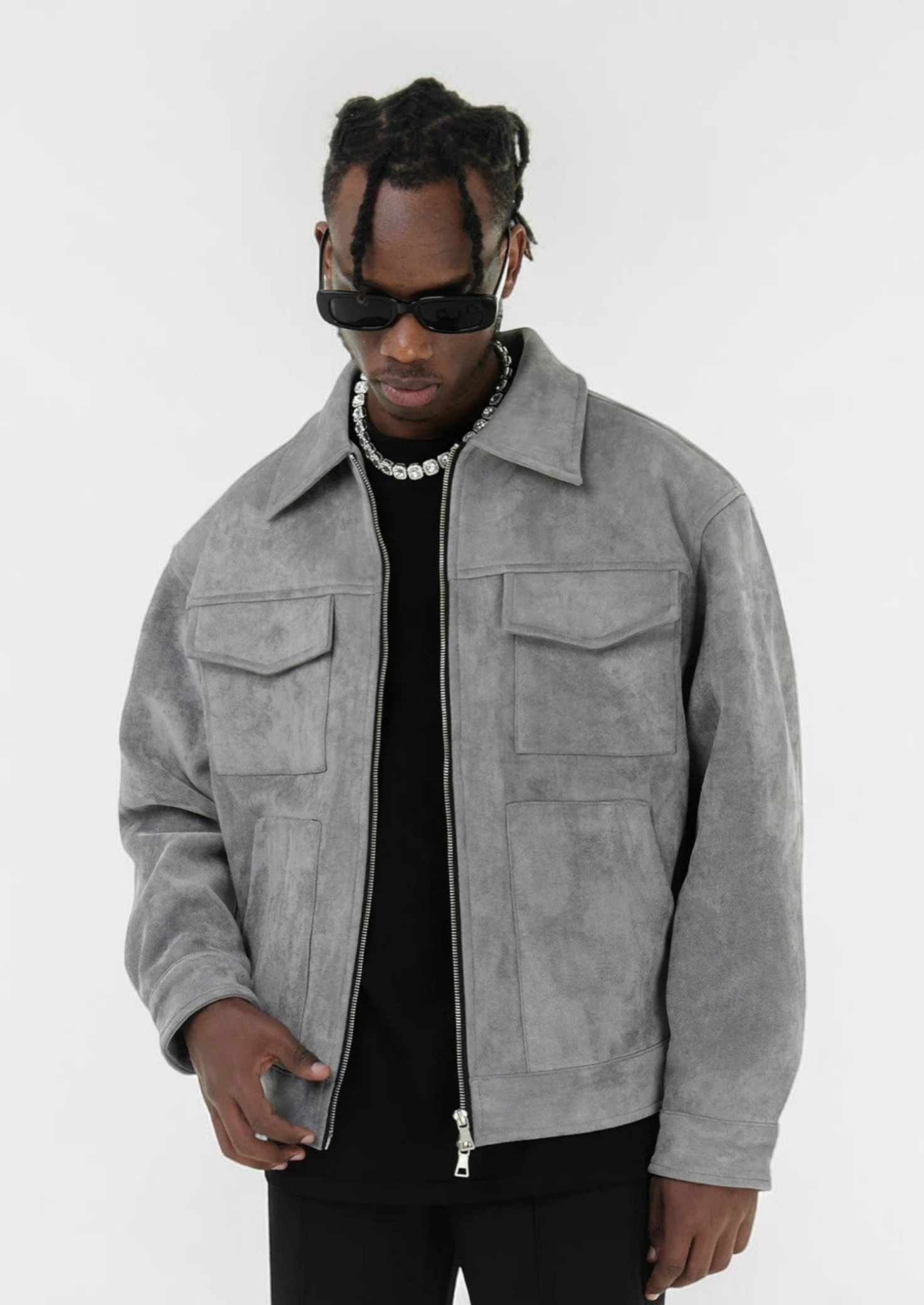 Men’s Jacket with Textured Finish and Button Front