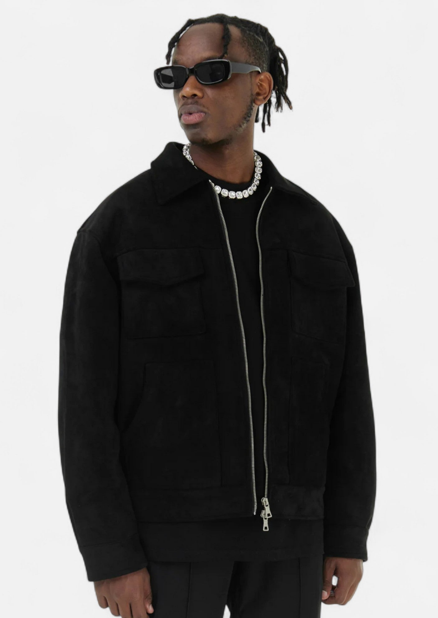 Men’s Jacket with Textured Finish and Button Front