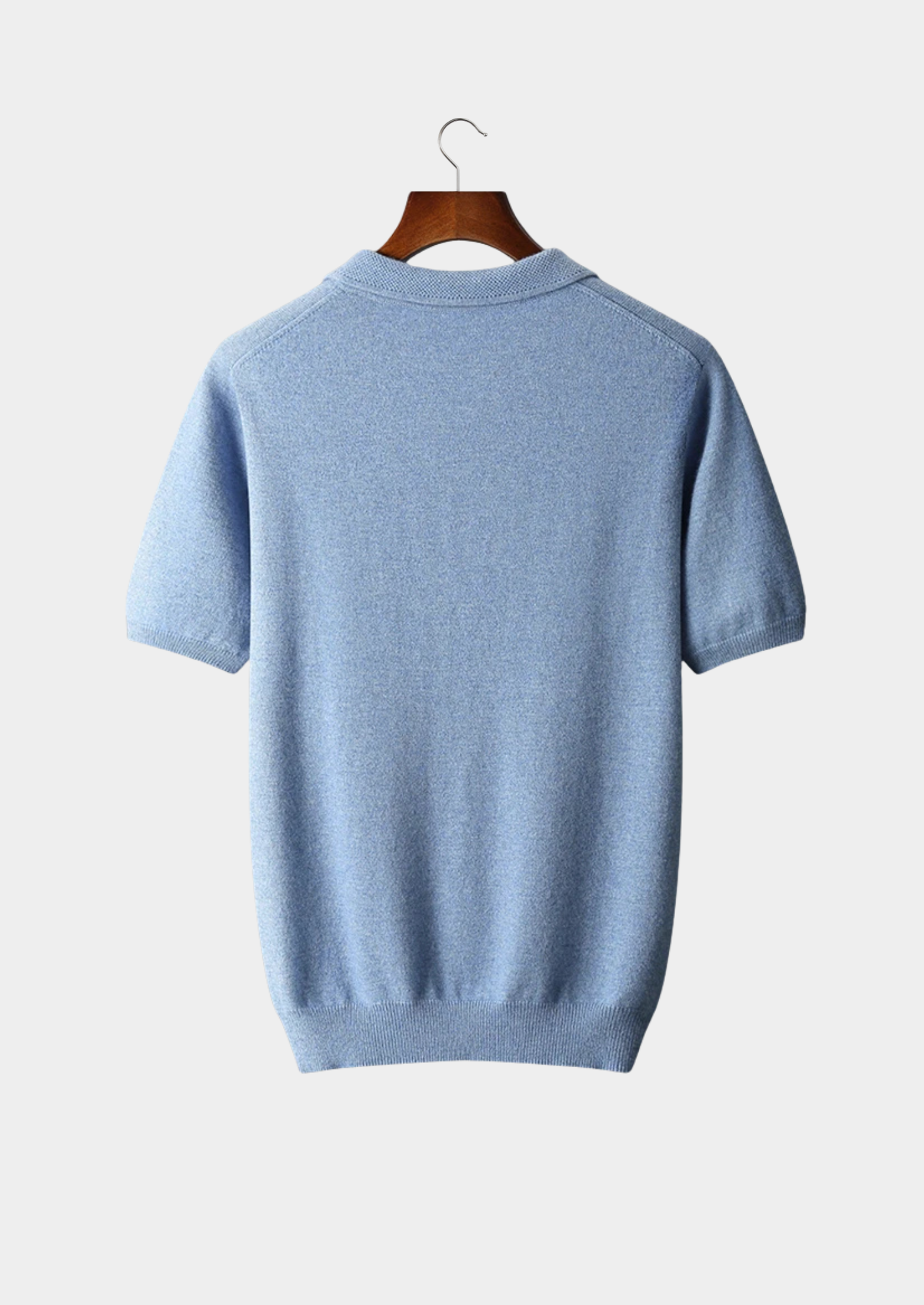 Men’s Knit Polo Shirt with Short Sleeves and Button Placket