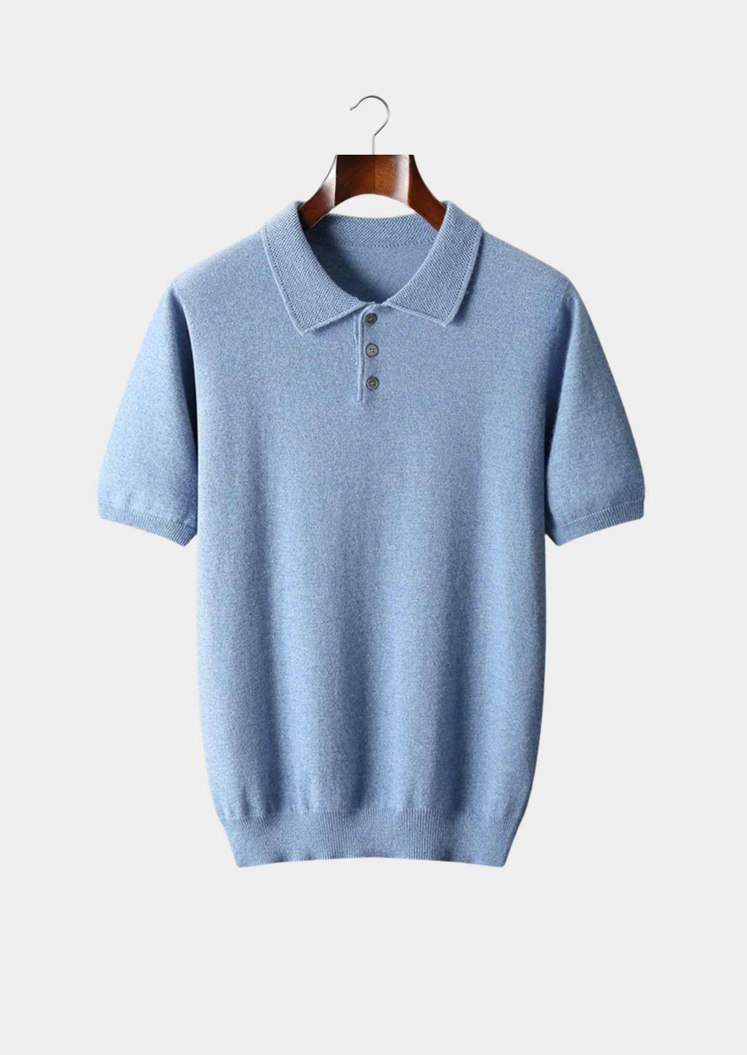 Men’s Knit Polo Shirt with Short Sleeves and Button Placket
