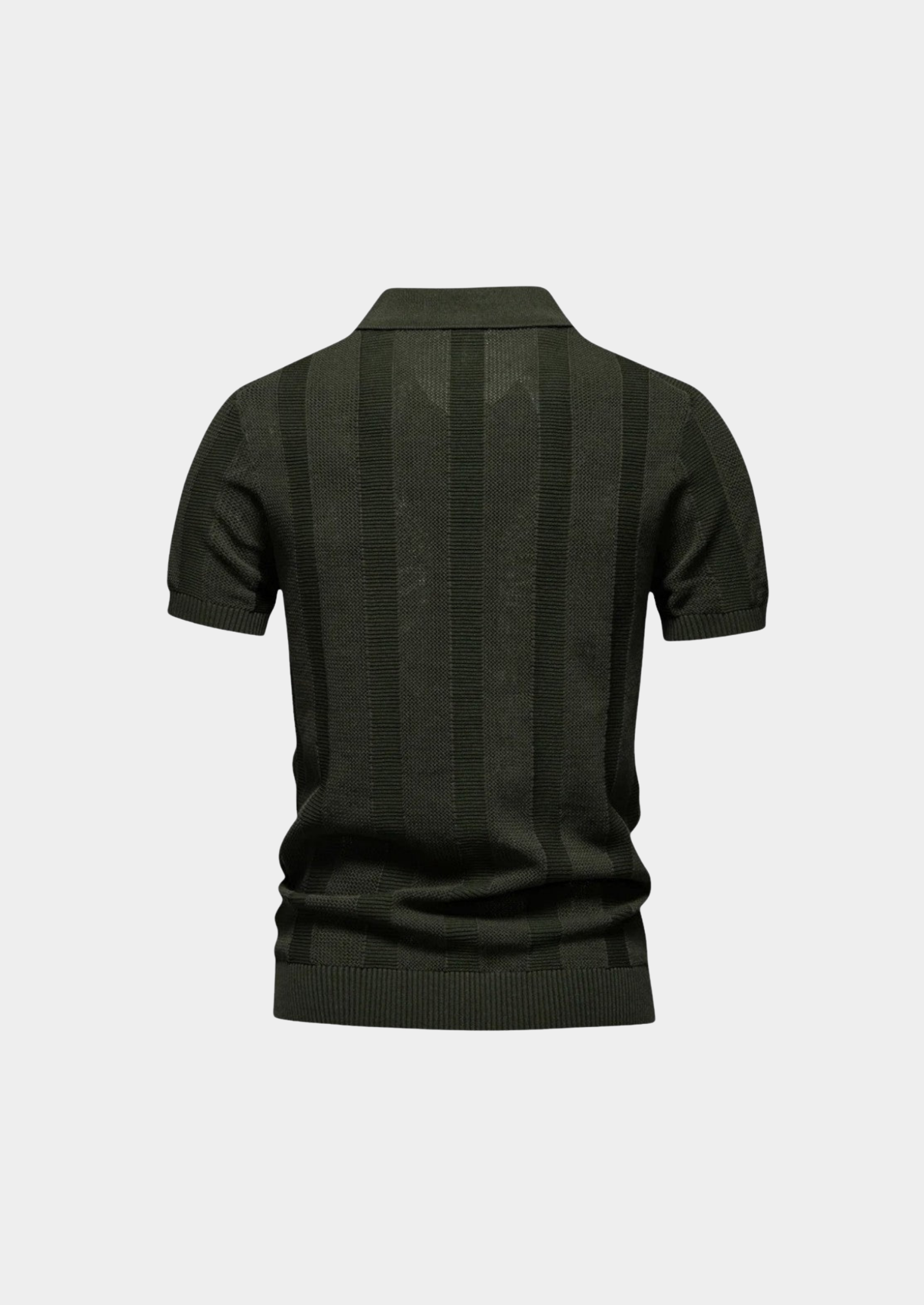 Men’s Knit Polo Shirt with Vertical Texture and Collar