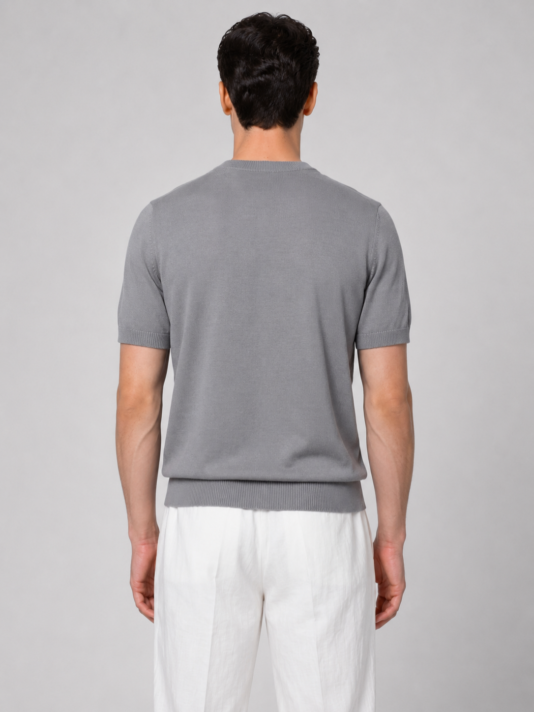 Men’s Knitted T-Shirt with Ribbed Trim