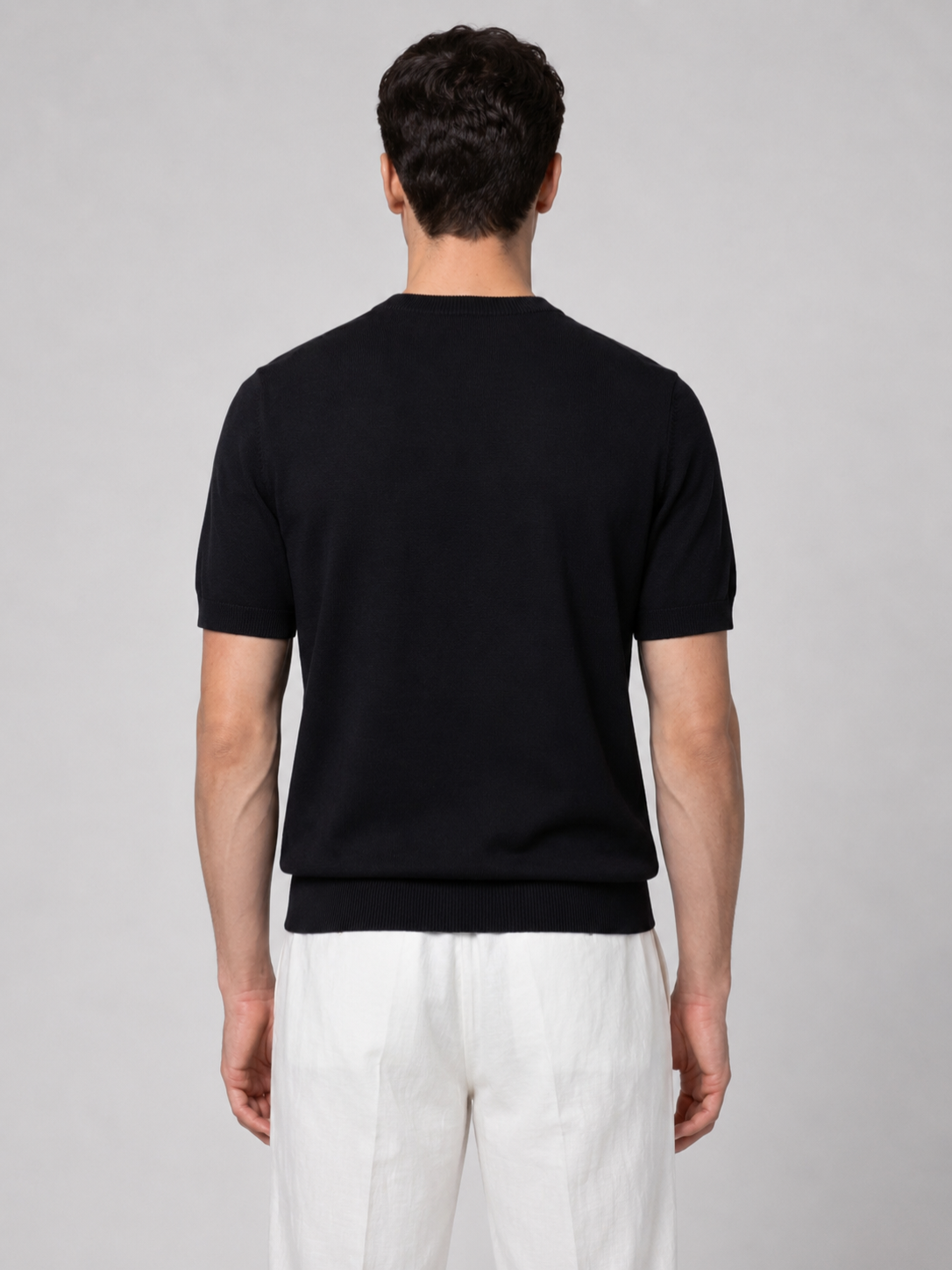 Men’s Knitted T-Shirt with Ribbed Trim
