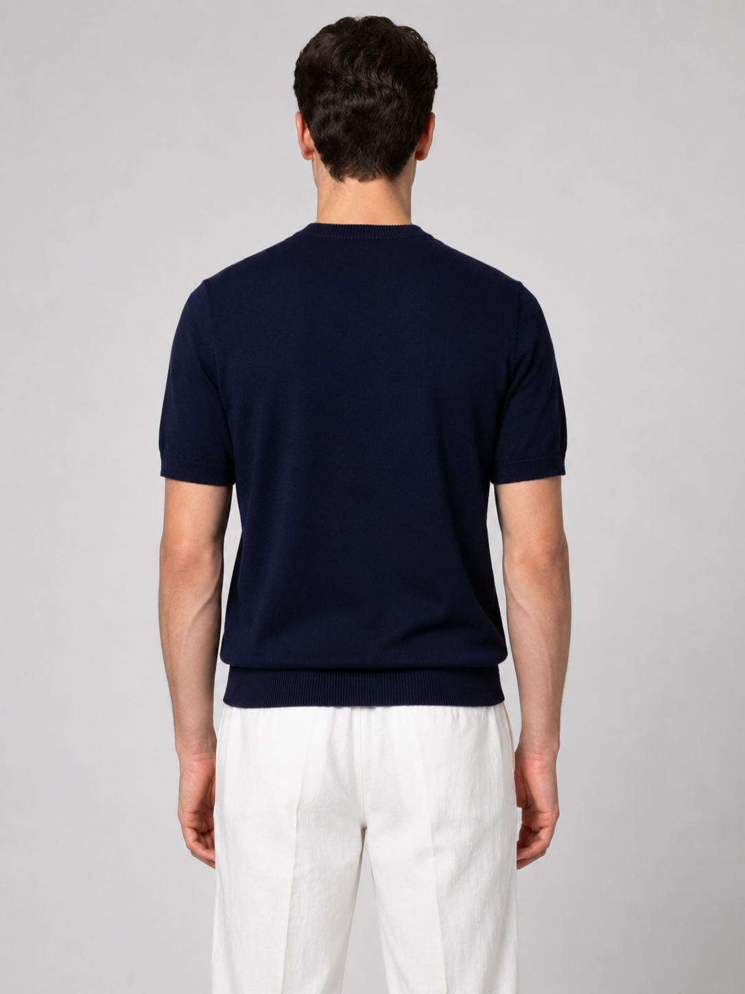 Men’s Knitted T-Shirt with Ribbed Trim