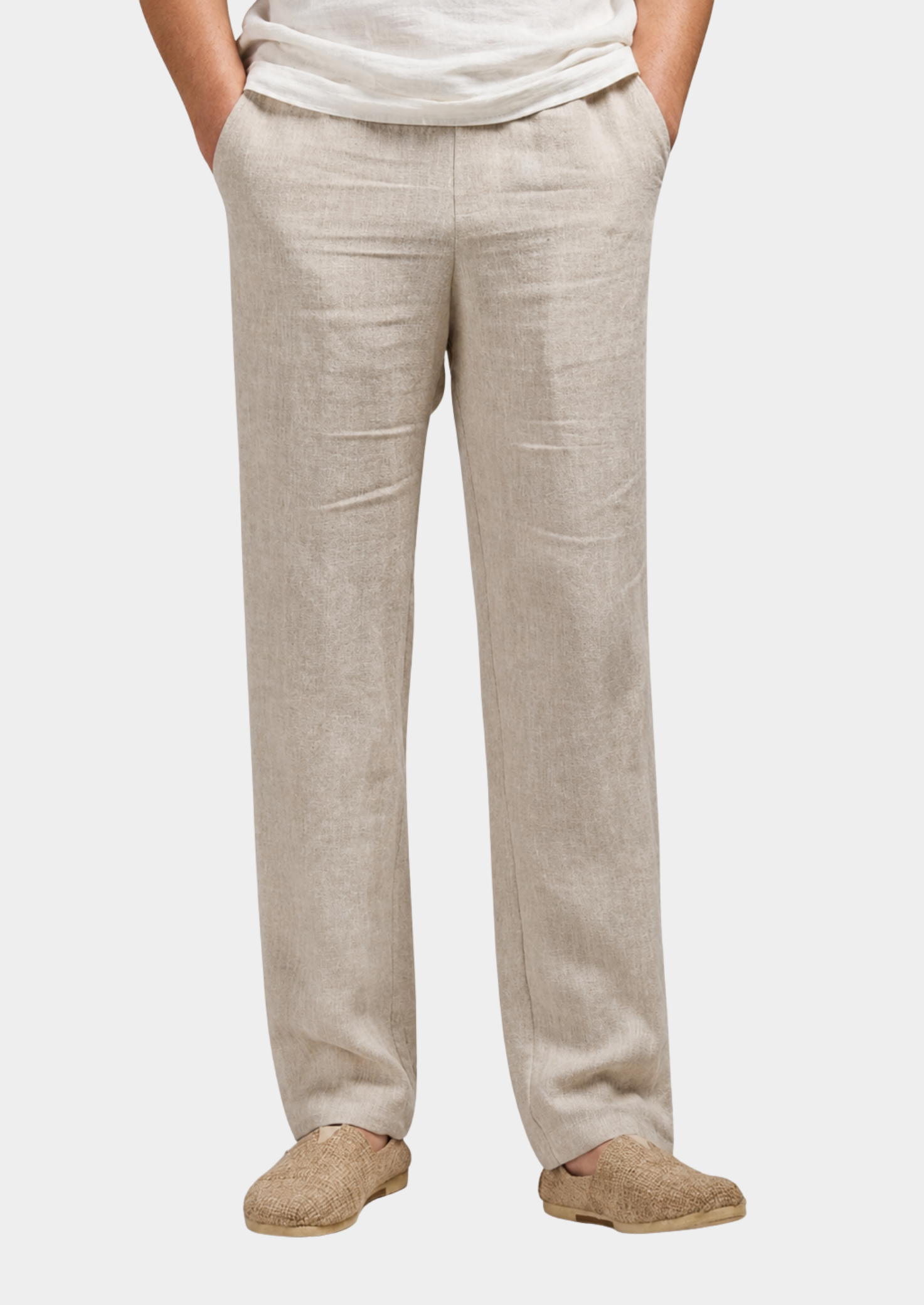 Men’s Lightweight Linen Pants with Straight Leg and Relaxed Fit
