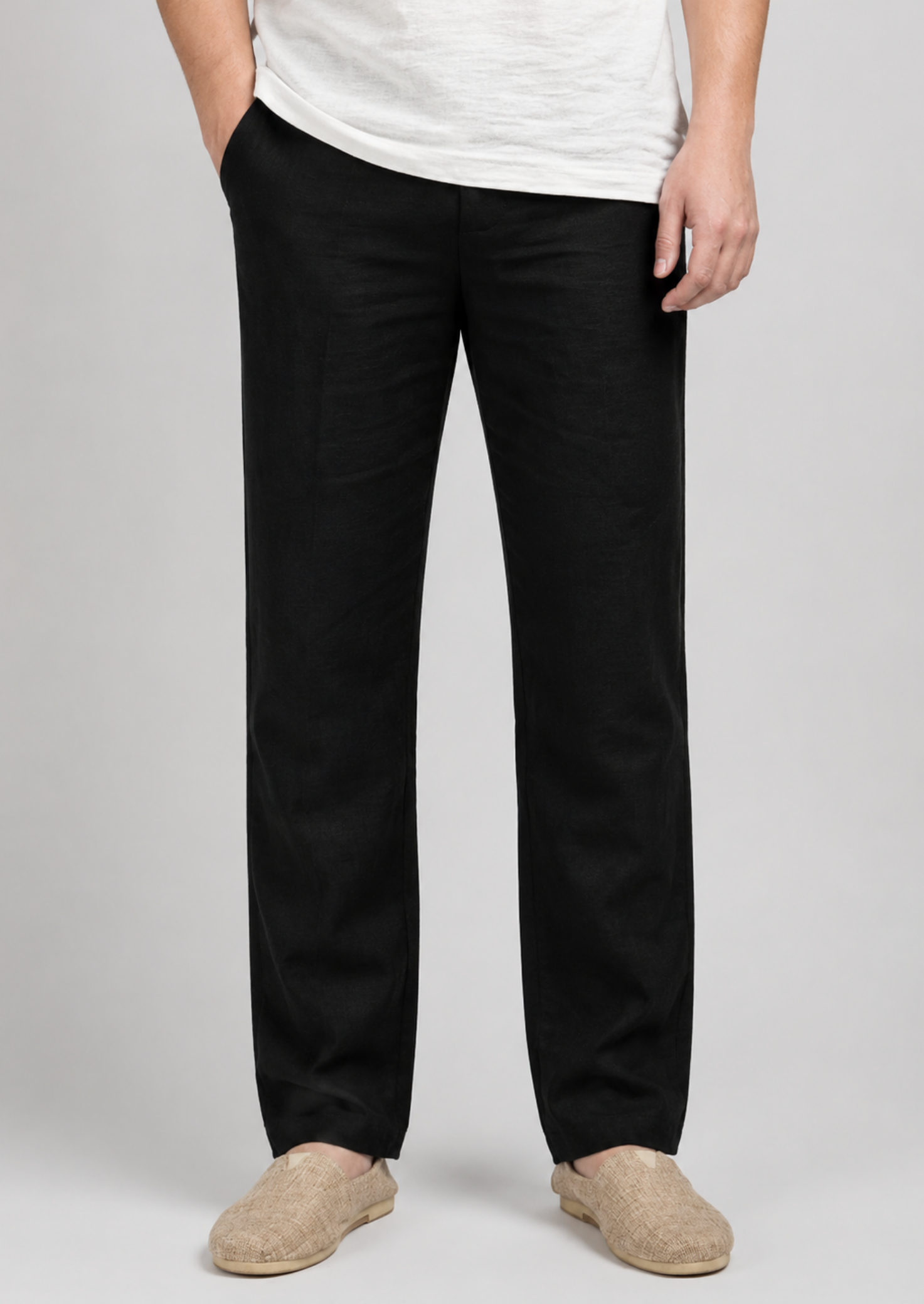 Men’s Lightweight Linen Pants with Straight Leg and Relaxed Fit