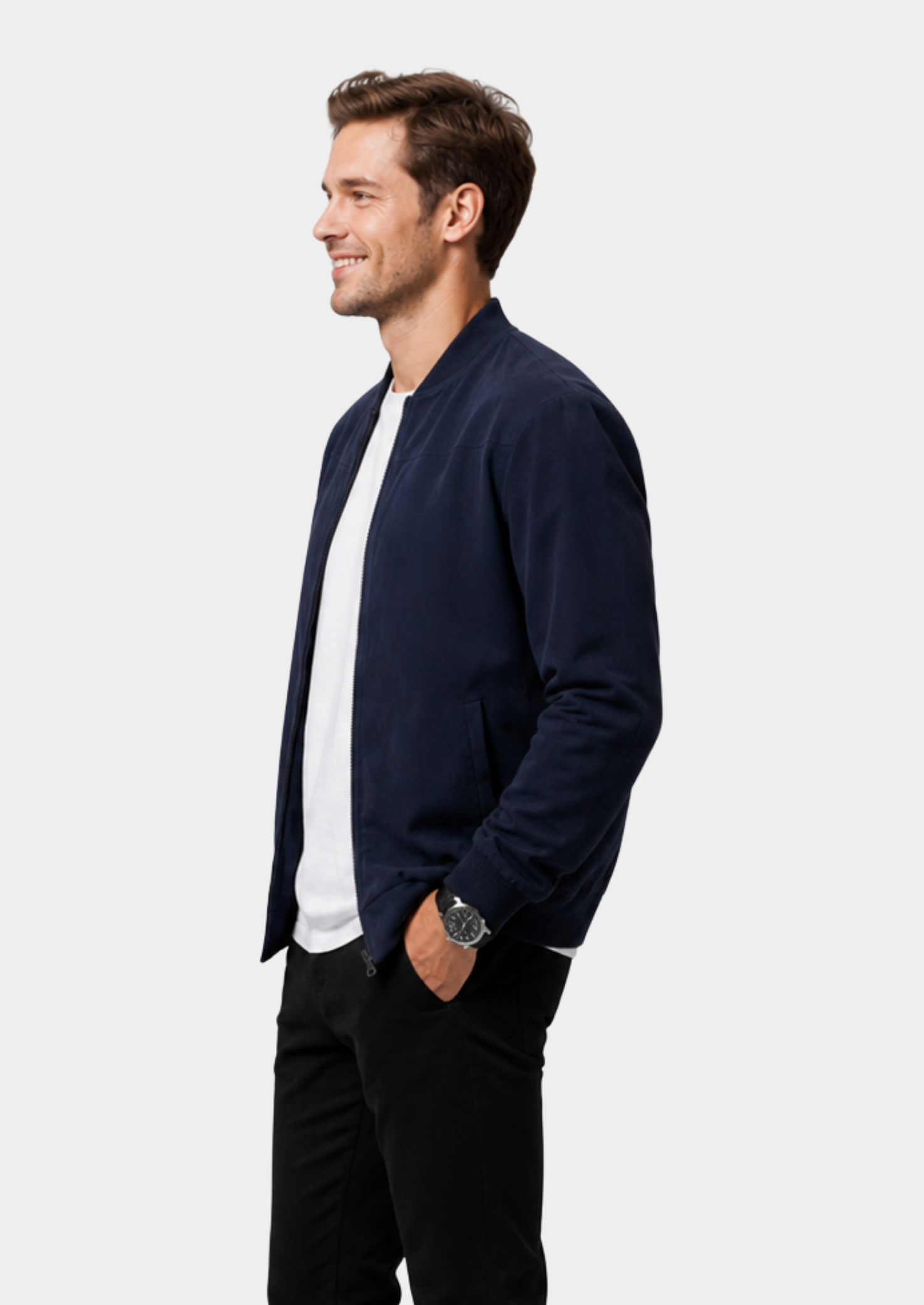 Men’s Lightweight Summer Bomber Jacket with Zip Front