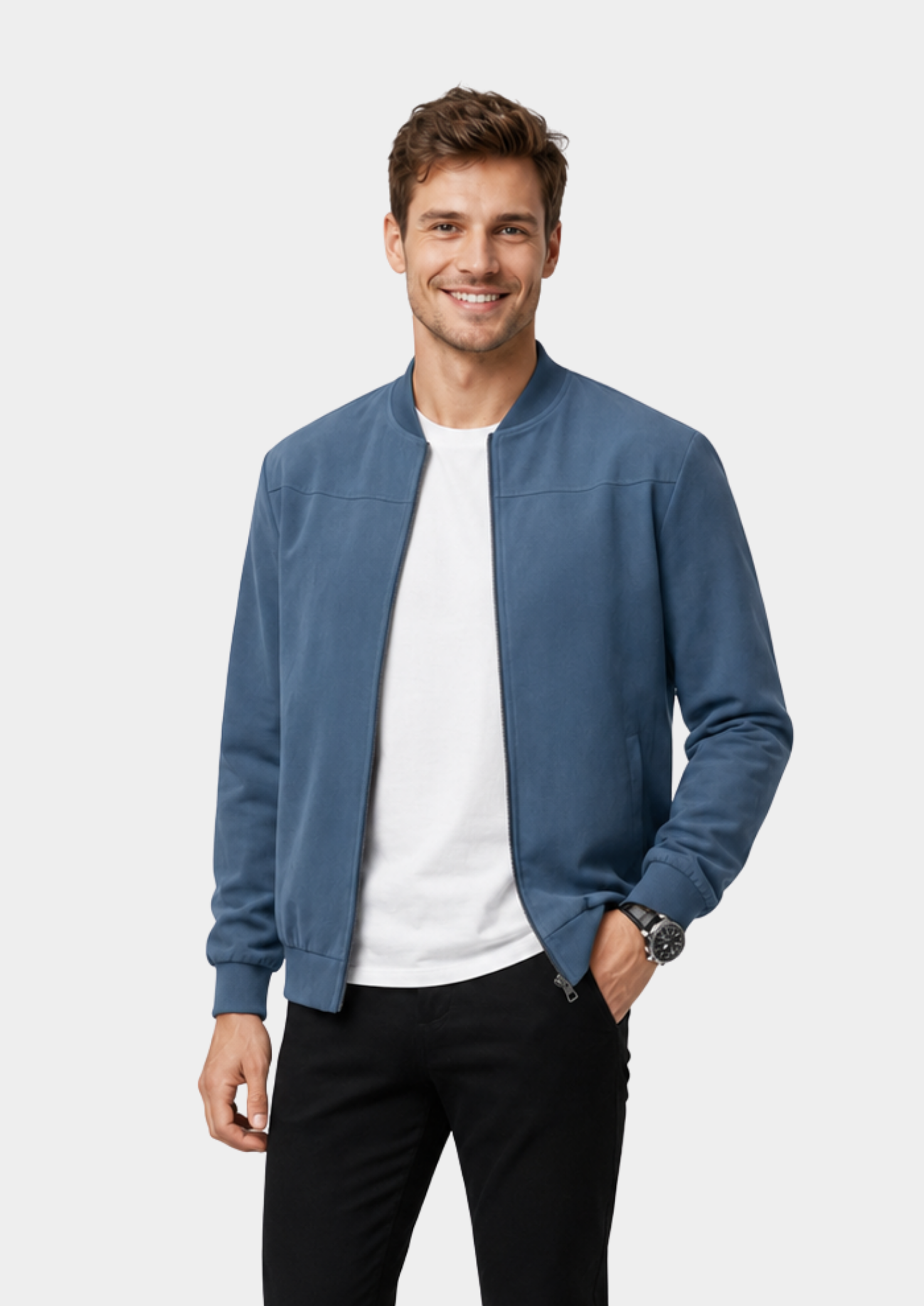 Men’s Lightweight Summer Bomber Jacket with Zip Front