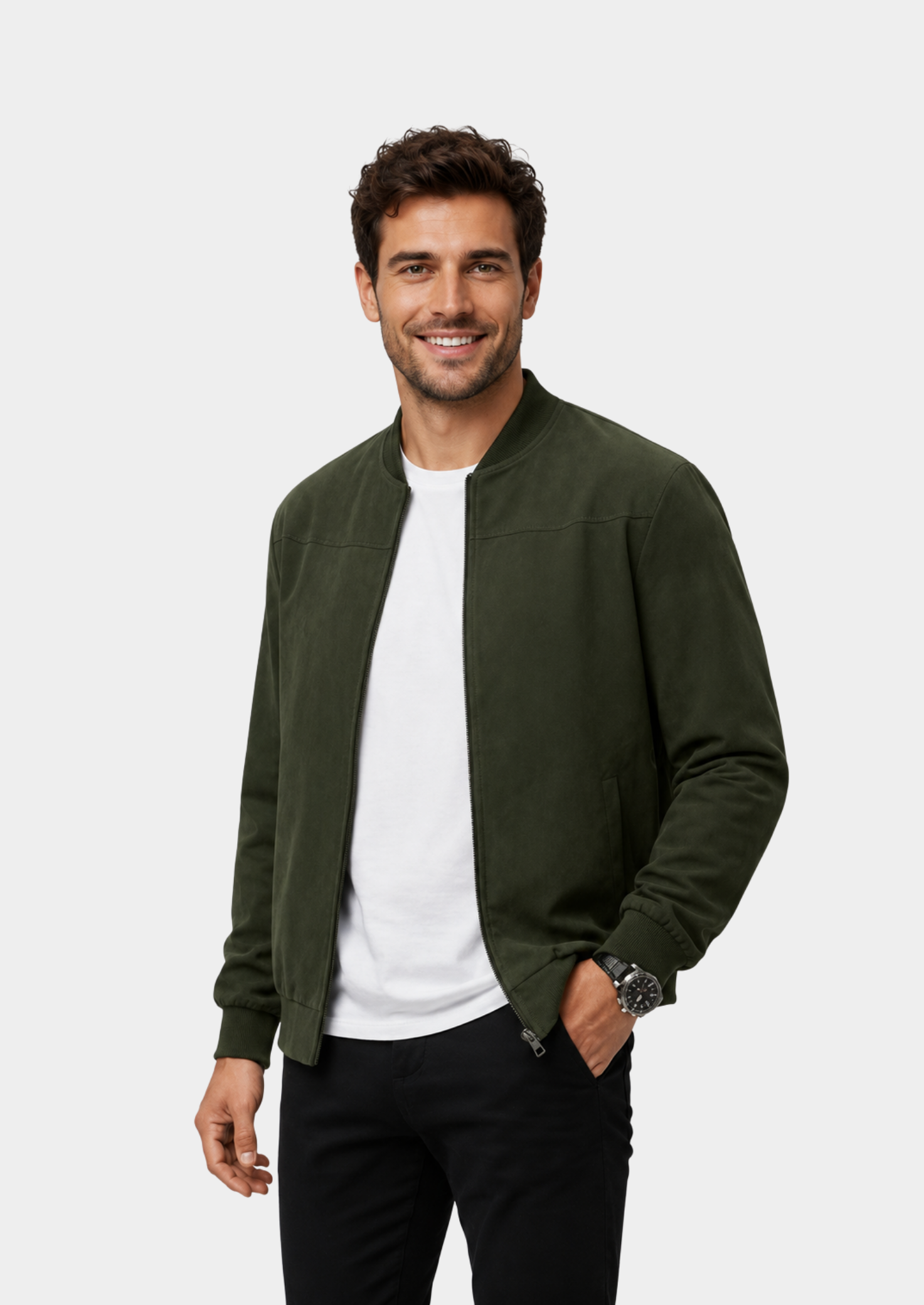 Men’s Lightweight Summer Bomber Jacket with Zip Front