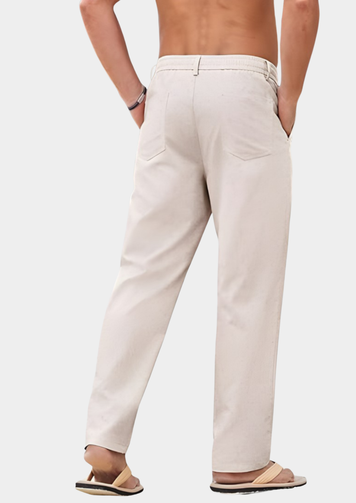 Men’s Linen Pants with Elastic Waistband and Relaxed Fit