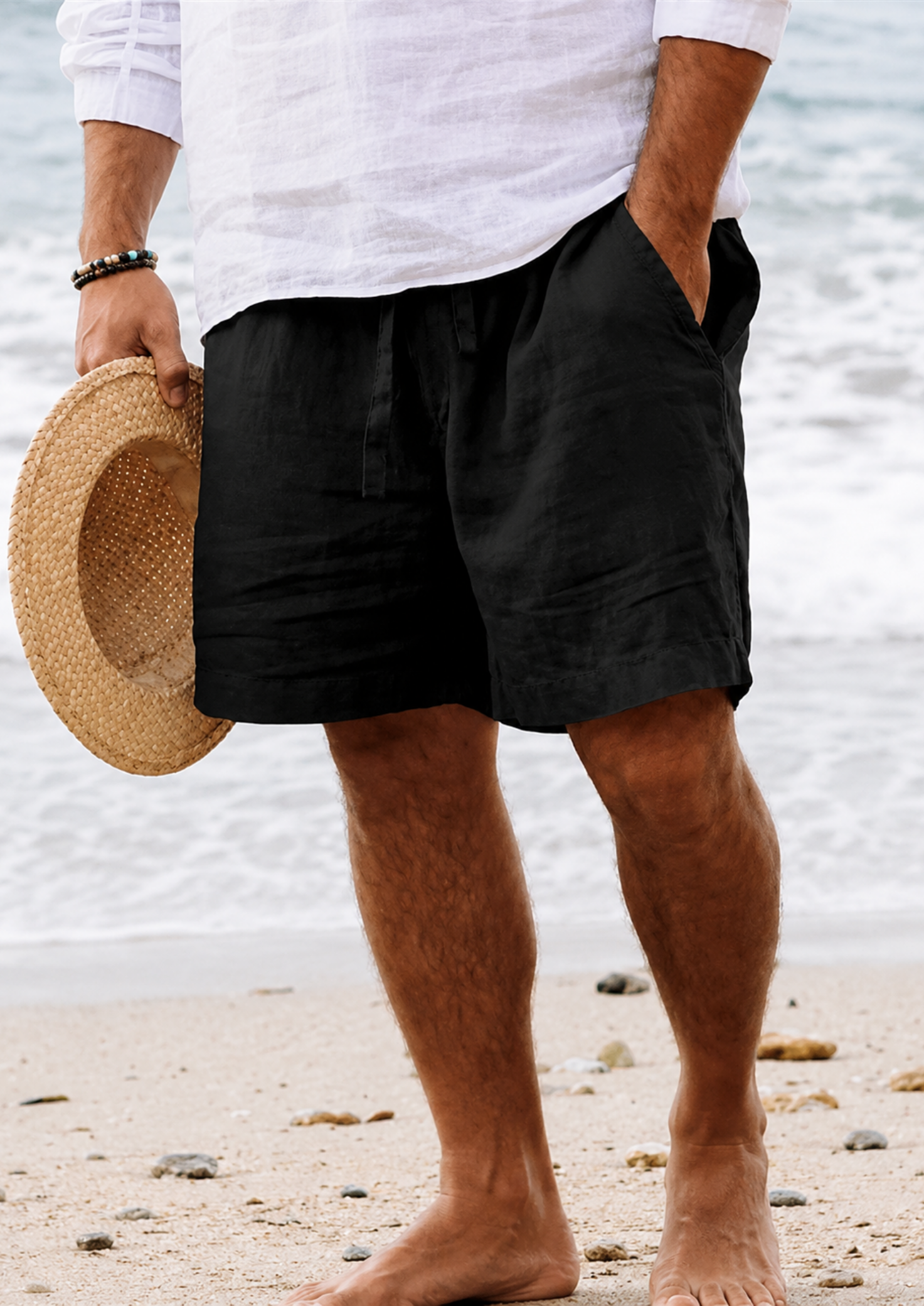 Men’s Linen Shorts with Drawstring Waist