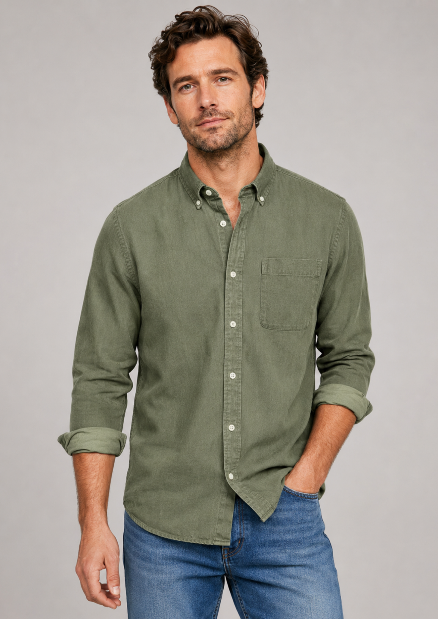 Men’s Long Sleeve Shirt with Chest Pocket