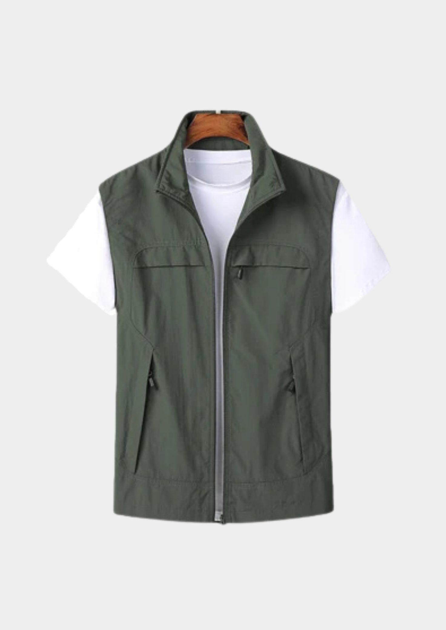 Men’s Mesh Gilet Jacket with Zipper and Multiple Pockets