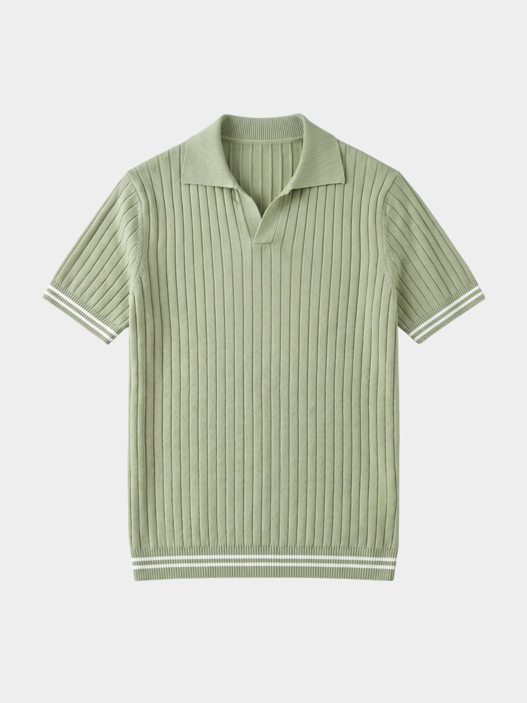 Men’s Ribbed Knit Polo with Open Collar