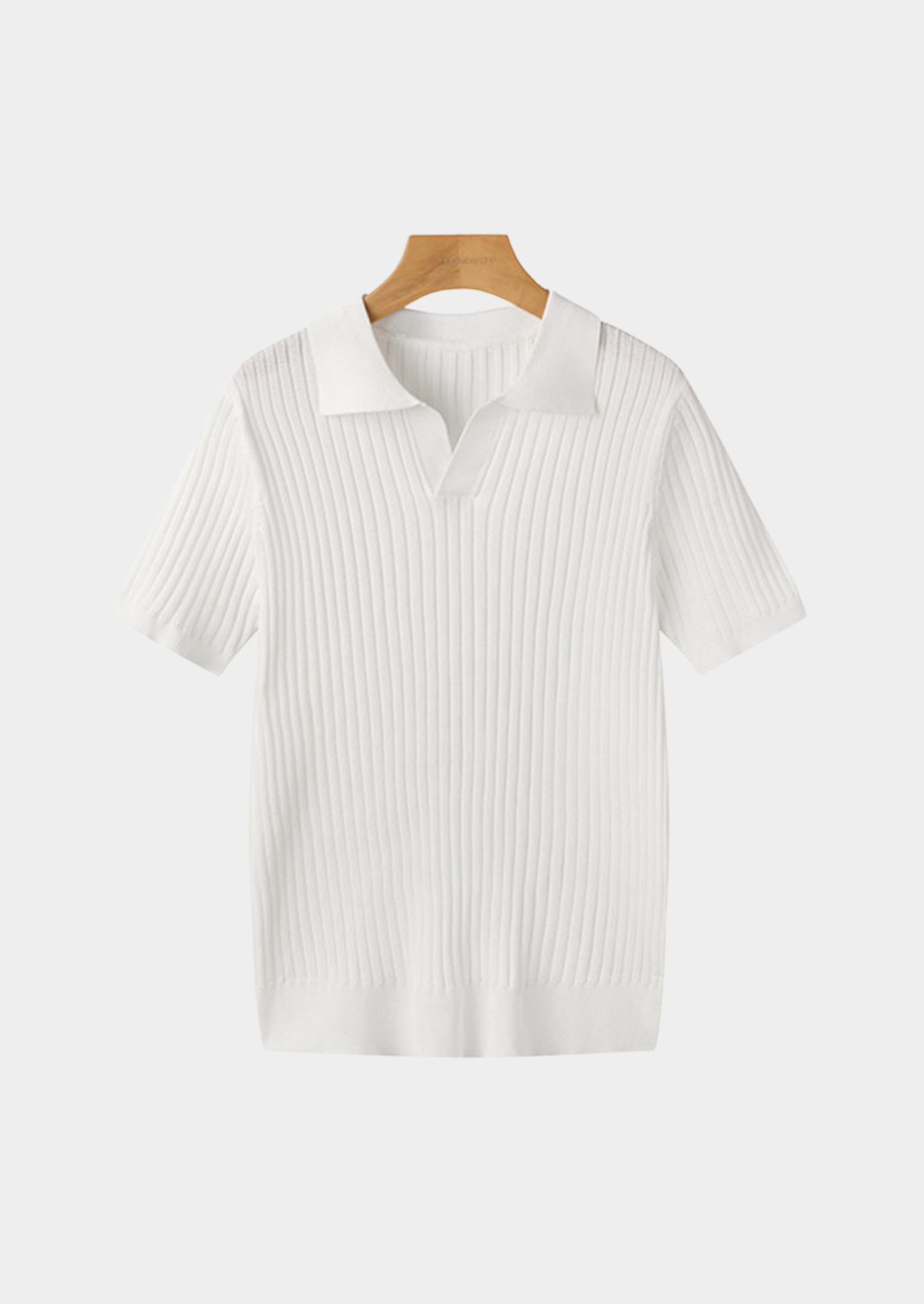 Men’s Ribbed V-Neck Polo Shirt with Short Sleeves