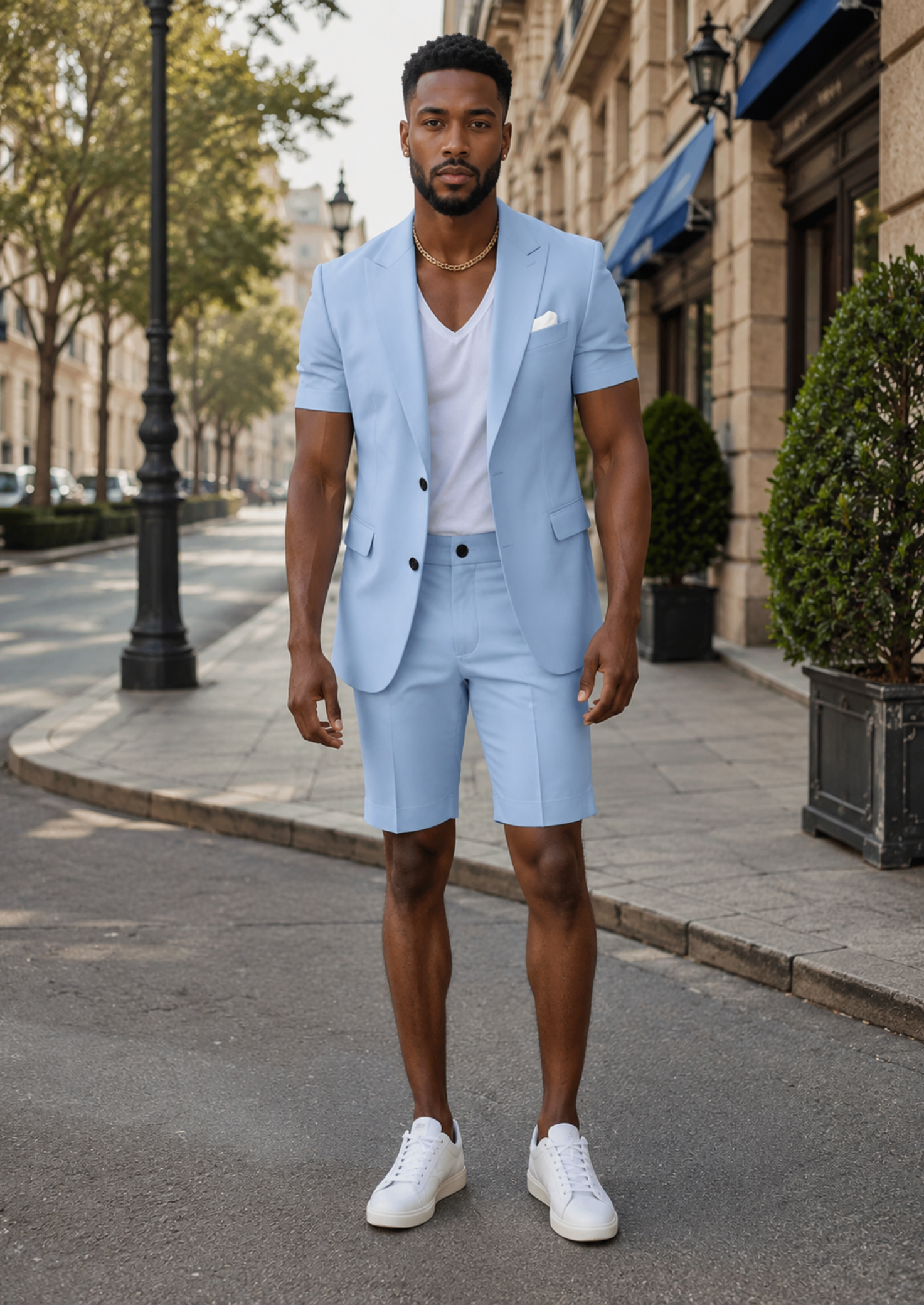 Men’s Short Sleeve Blazer and Shorts Set
