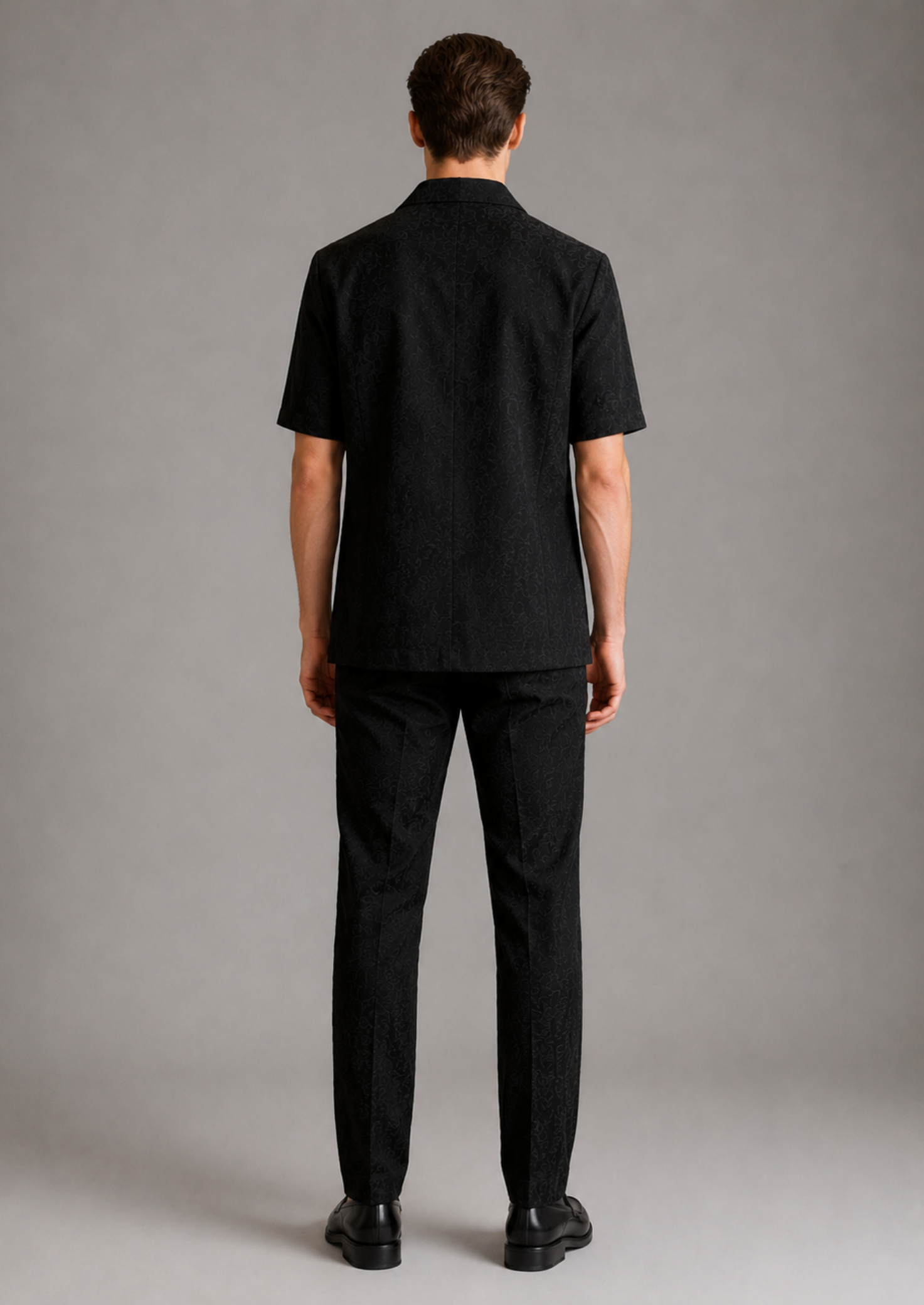 Men’s Short Sleeve Blazer and Shorts Set with Textured Fabric