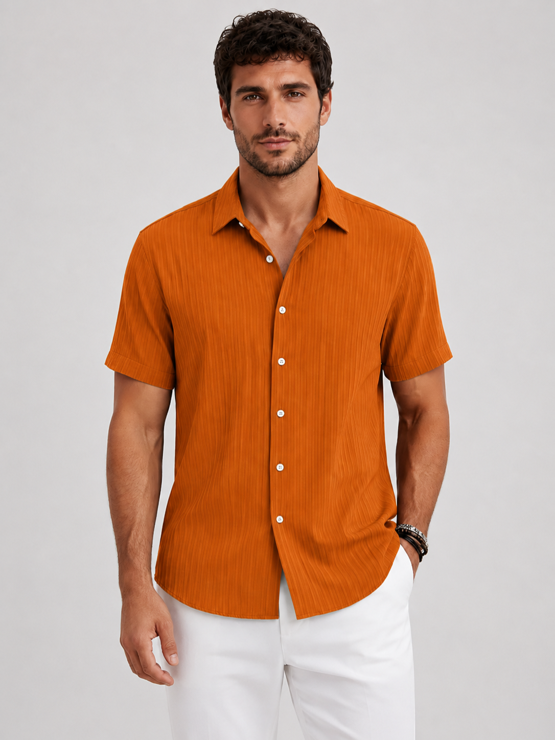 Men’s Short Sleeve Shirt with Button Closure