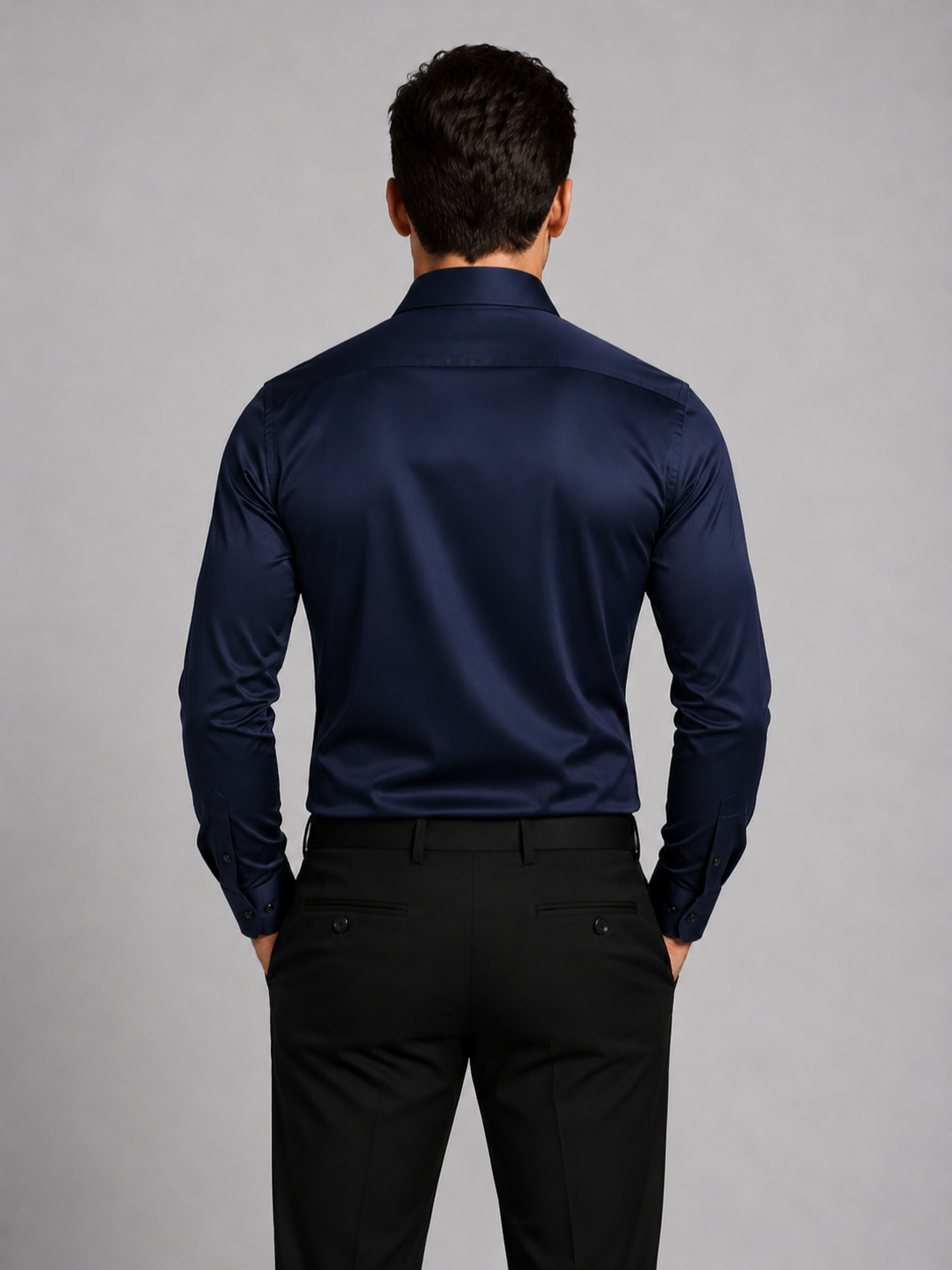 Men’s Slim Fit Button-Front Shirt with Satin Feel