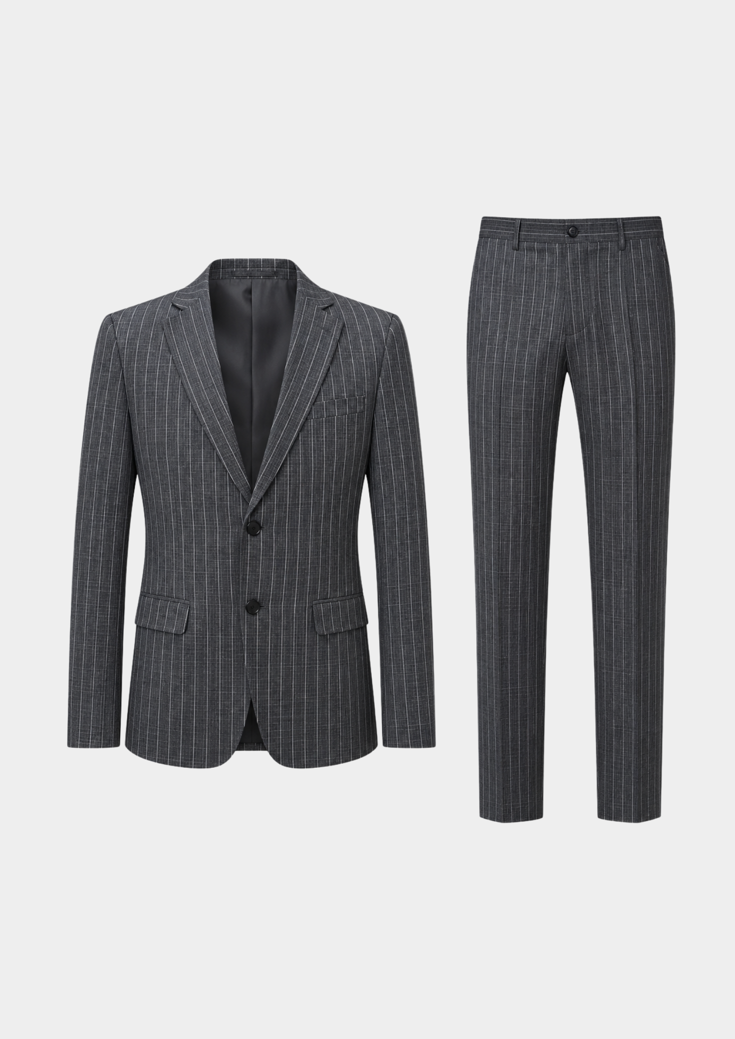 Men’s Striped Two-Piece Suit Set with Single-Breasted Blazer