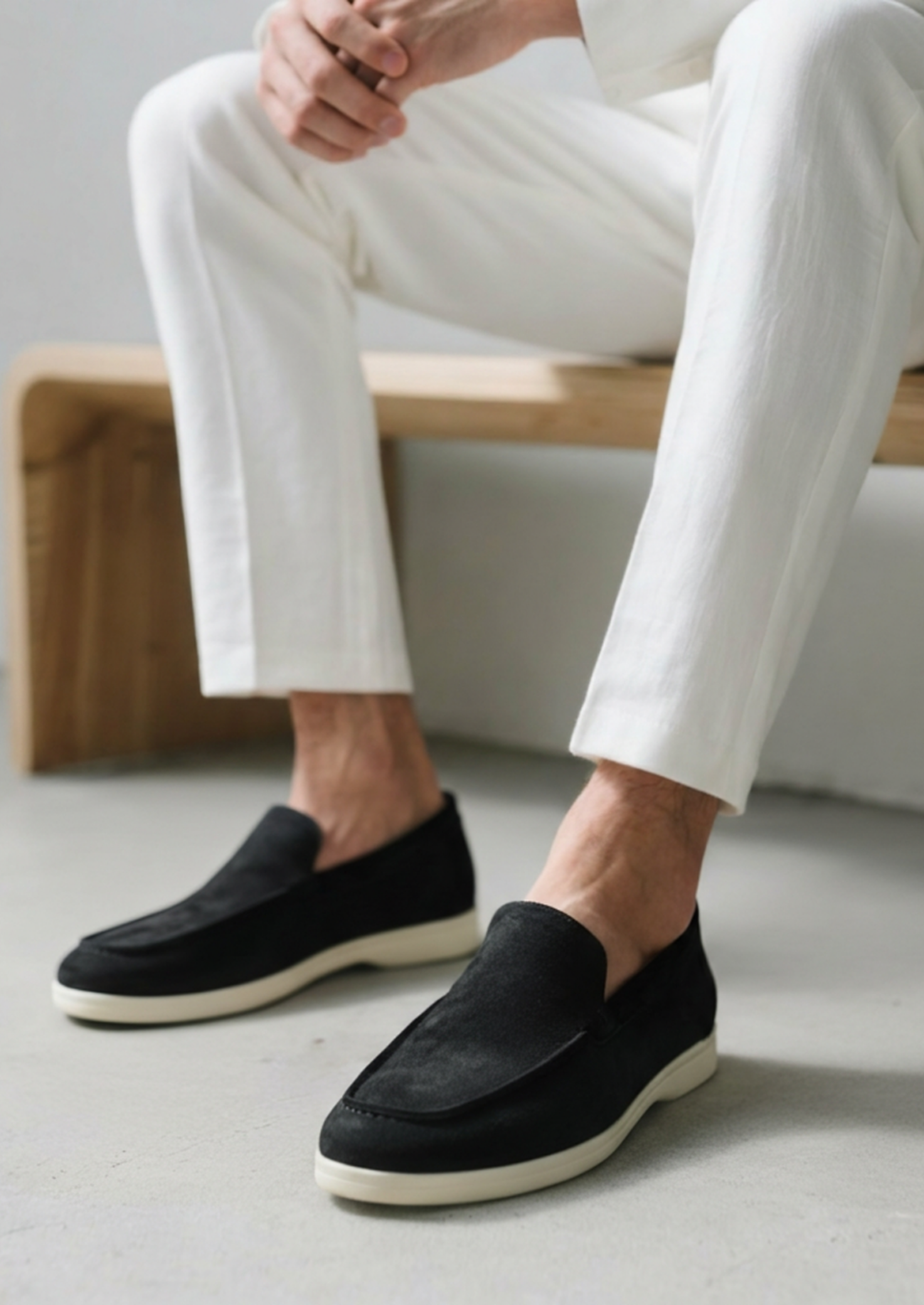 Men’s Suede Slip-On Loafers with Contrast Sole