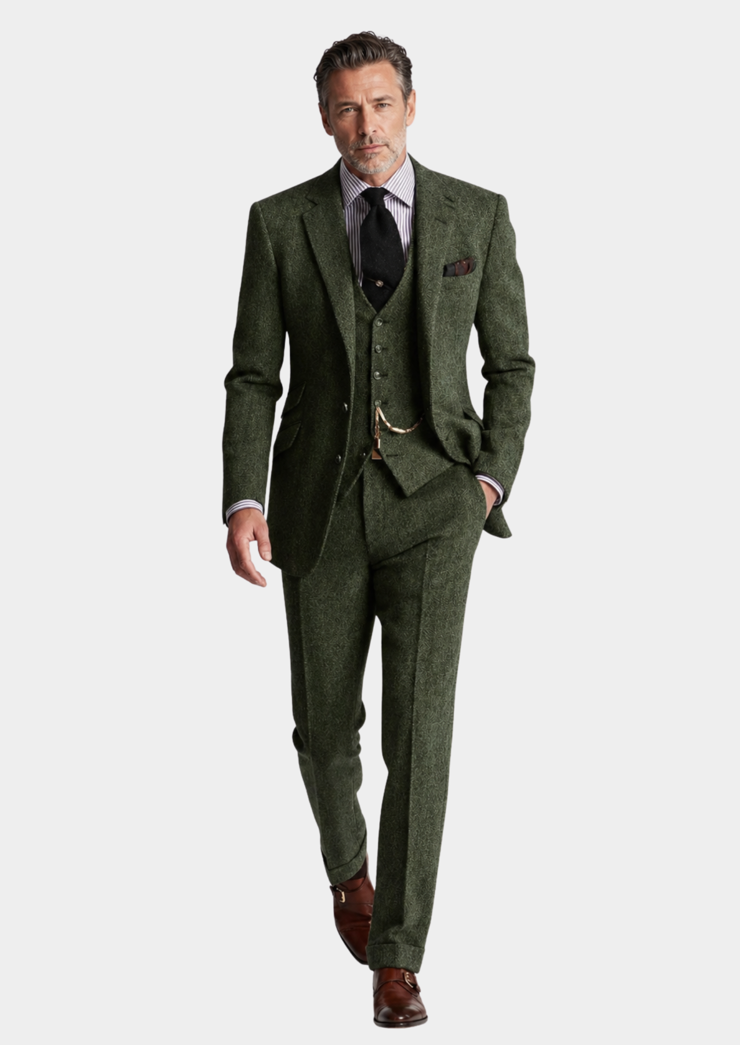 Men’s Three-Piece Suit Set with Blazer, Vest, and Trousers