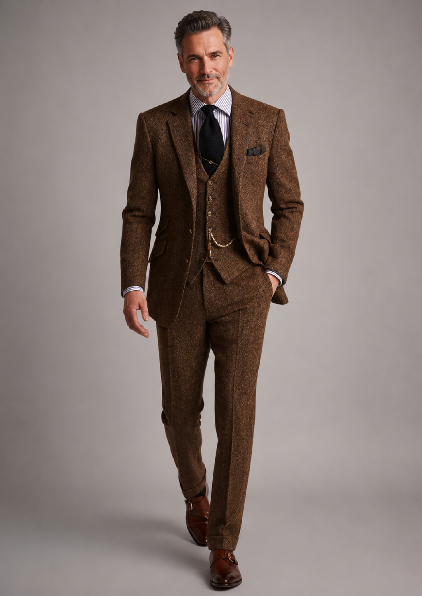 Men’s Three-Piece Suit Set with Blazer, Vest, and Trousers