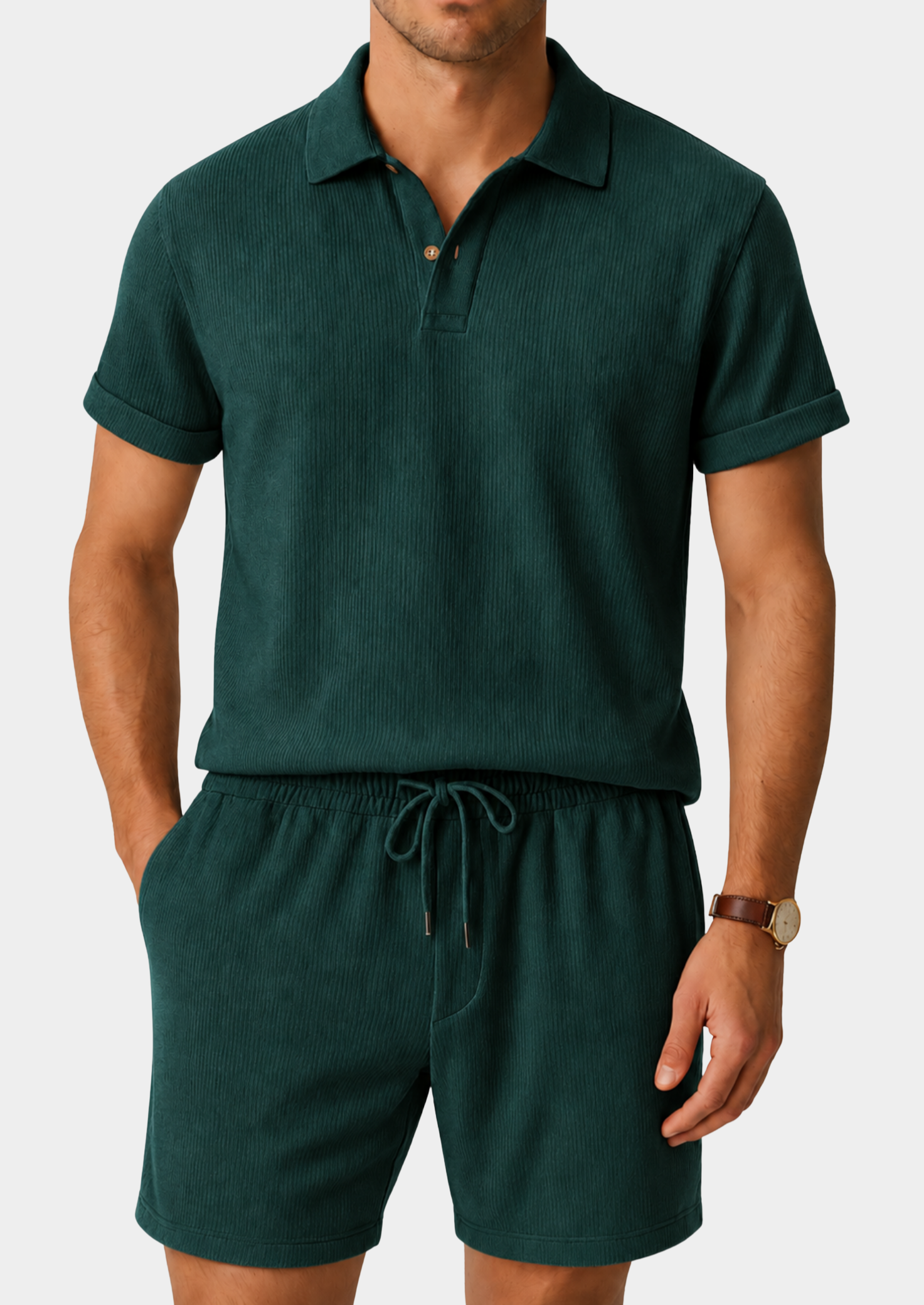 Men’s Two-Piece Set with Polo Shirt and Shorts