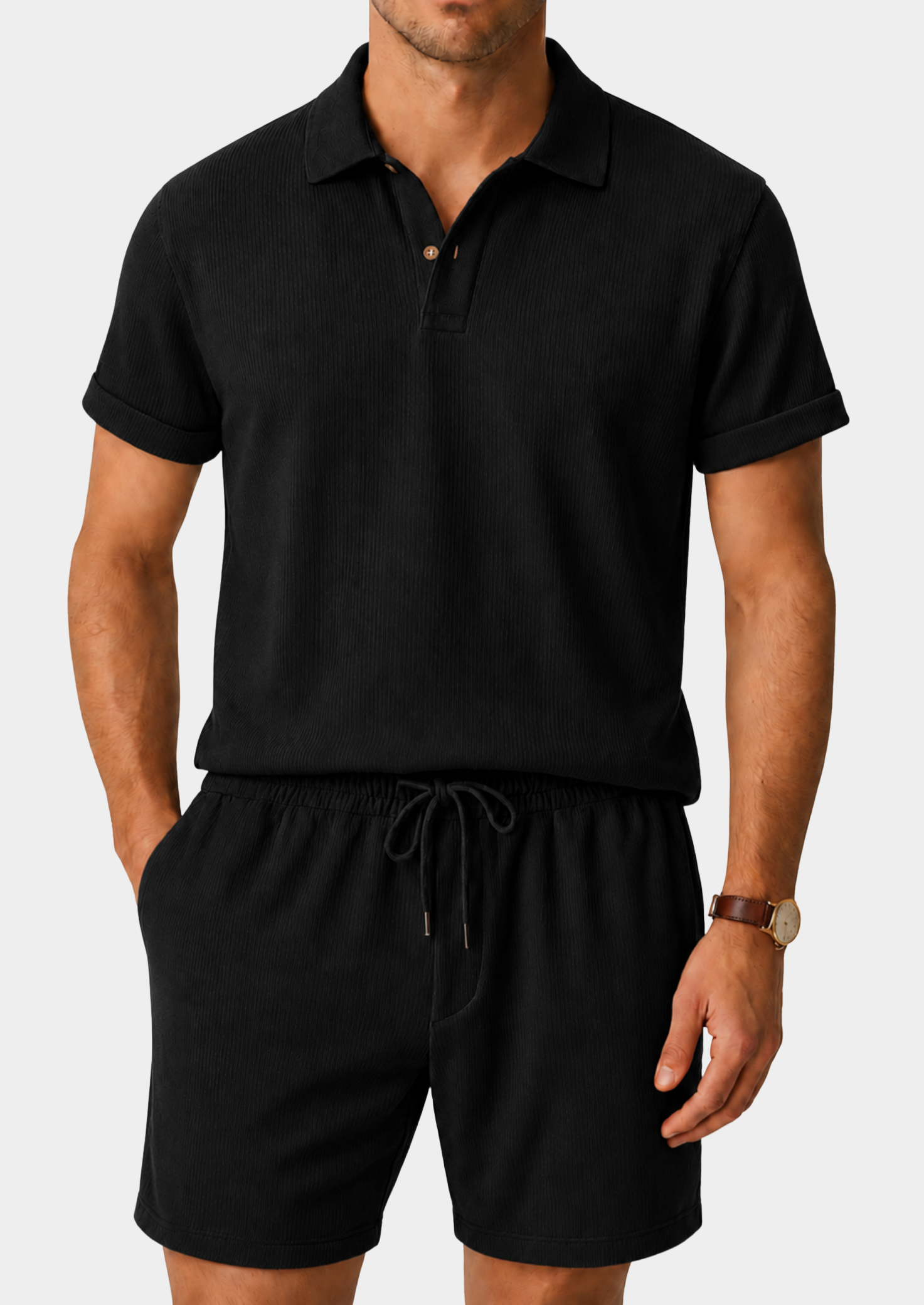 Men’s Two-Piece Set with Polo Shirt and Shorts