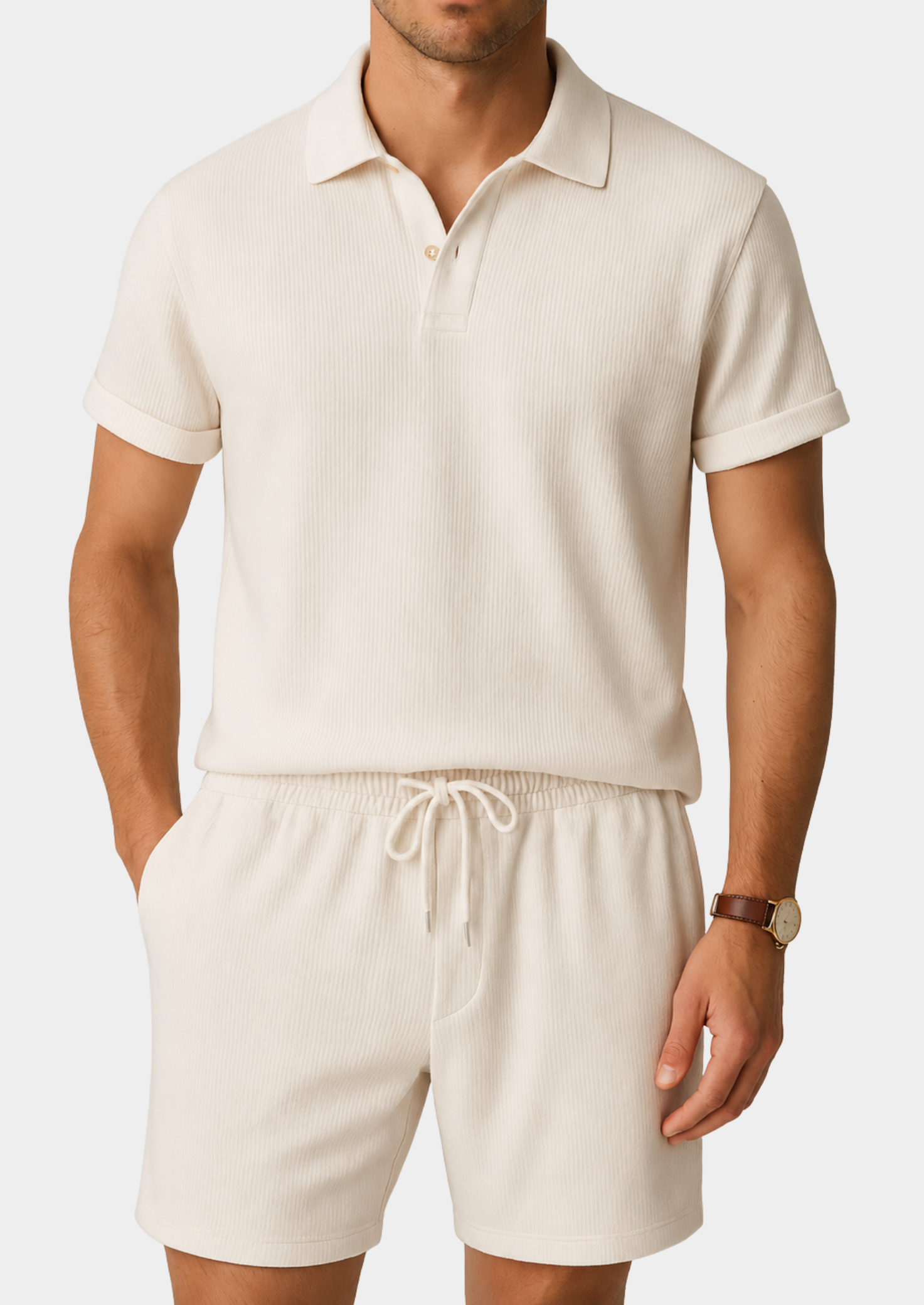Men’s Two-Piece Set with Polo Shirt and Shorts