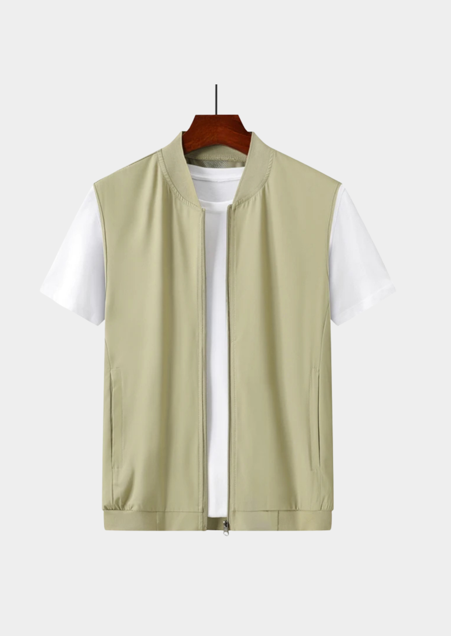 Men’s Ultra-Thin Sleeveless Gilet Jacket with Zipper Closure