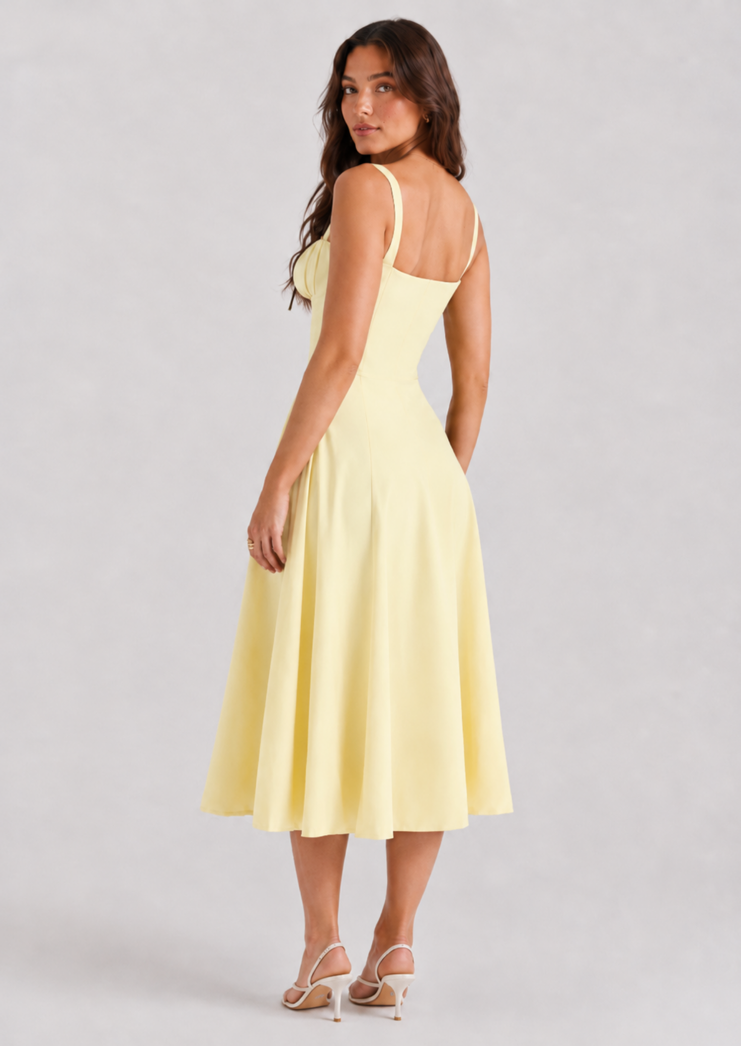Women’s Midi Dress with Corset Bodice and Side Slit