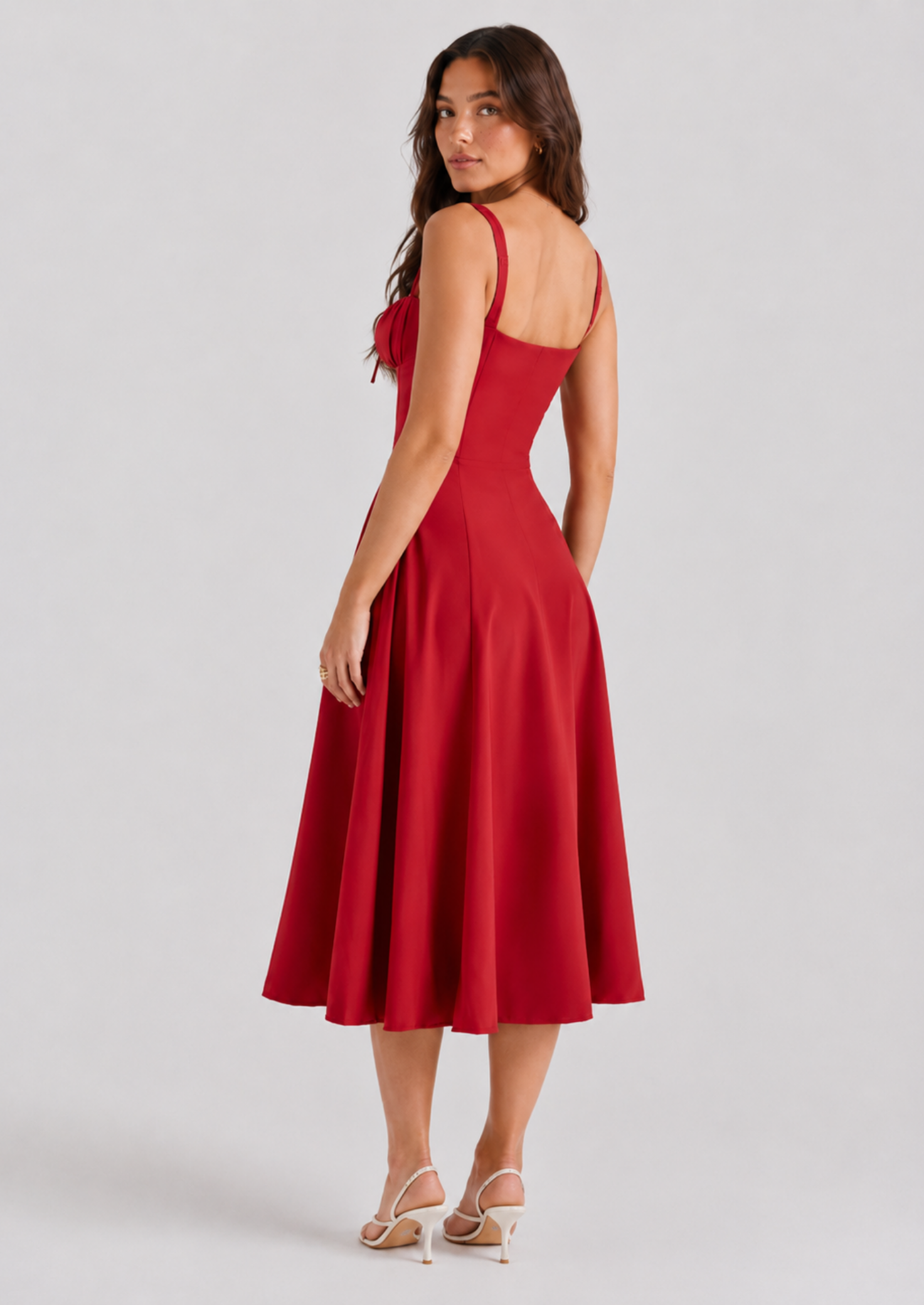 Women’s Midi Dress with Corset Bodice and Side Slit