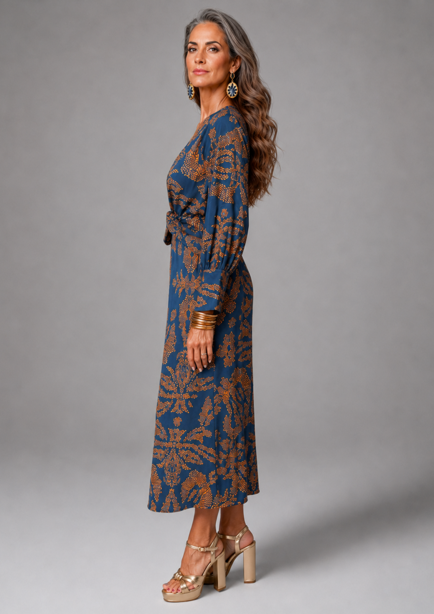 Women’s A-Line Maxi Dress with V-Neck and Front Knot