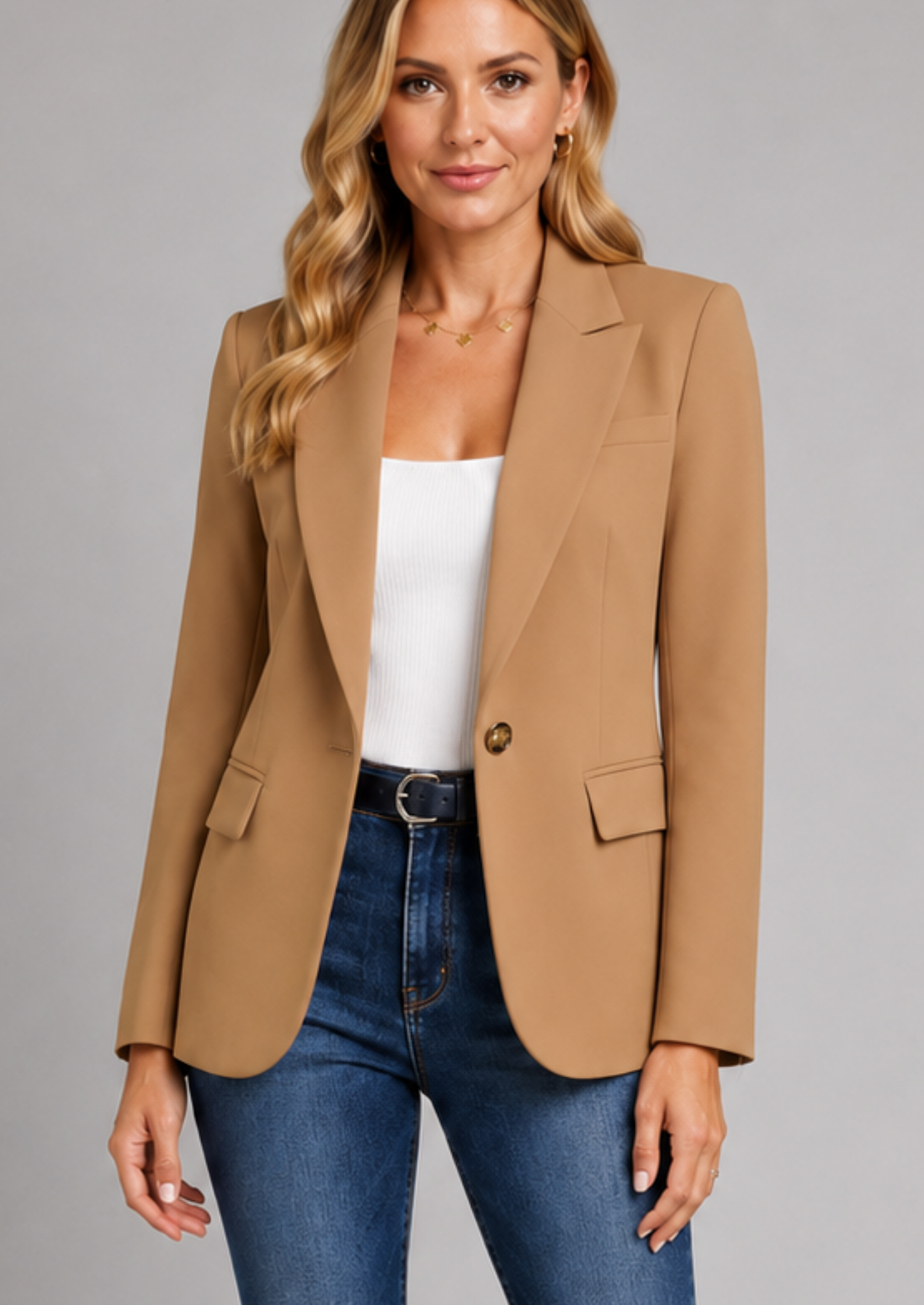 Women’s Blazer Jacket with Single Button Closure
