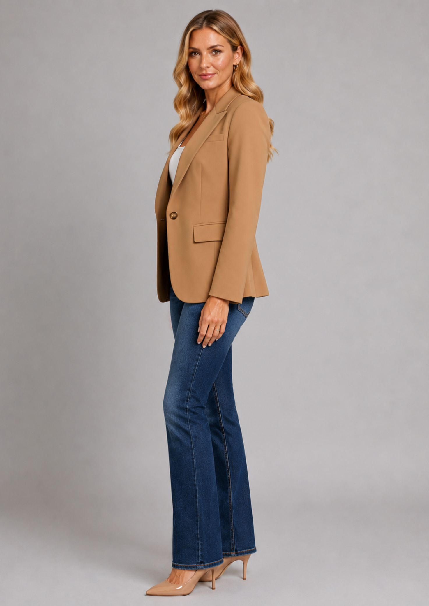 Women’s Blazer Jacket with Single Button Closure