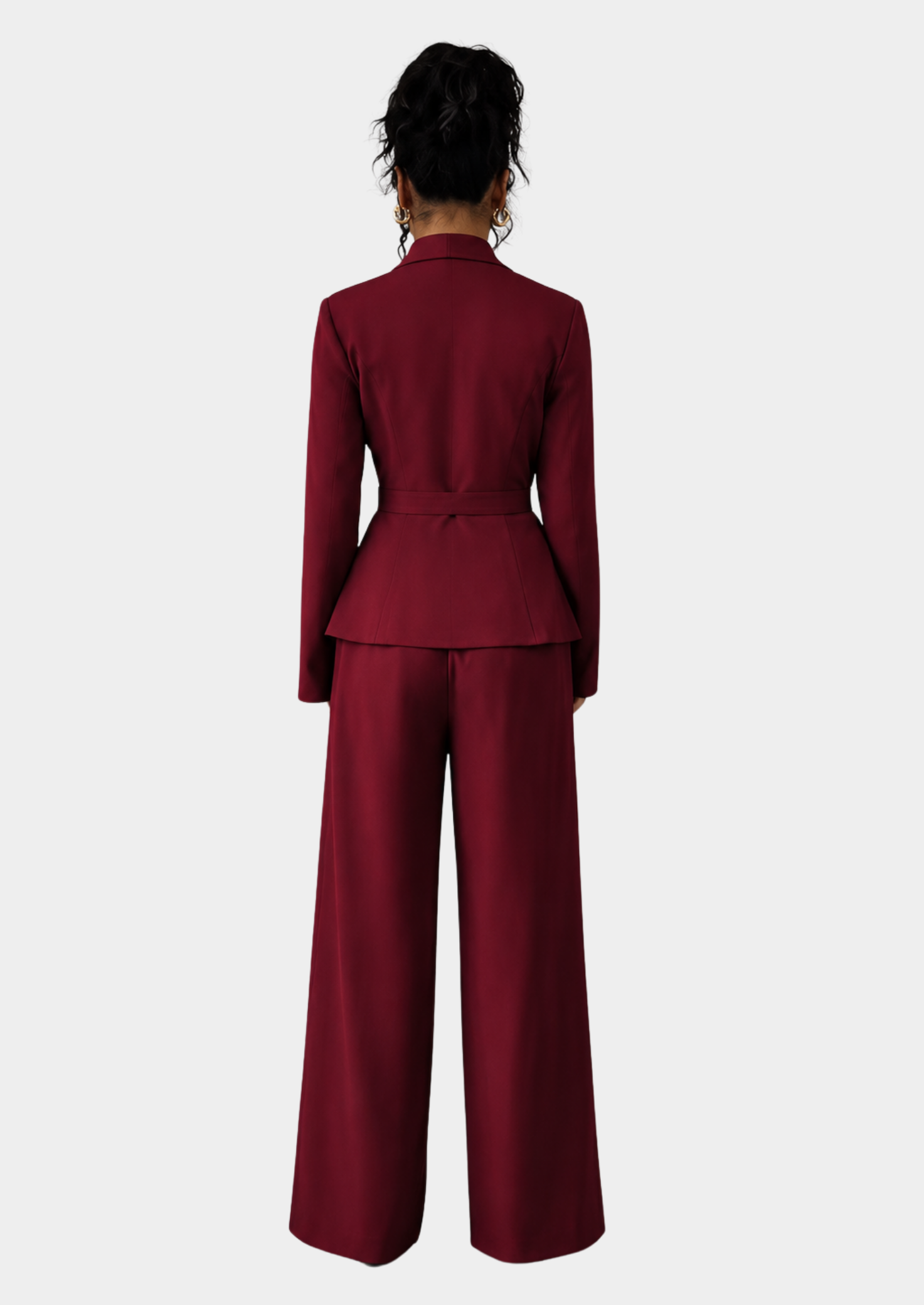 Women’s Blazer and Wide Leg Trouser Set with Long Sleeves