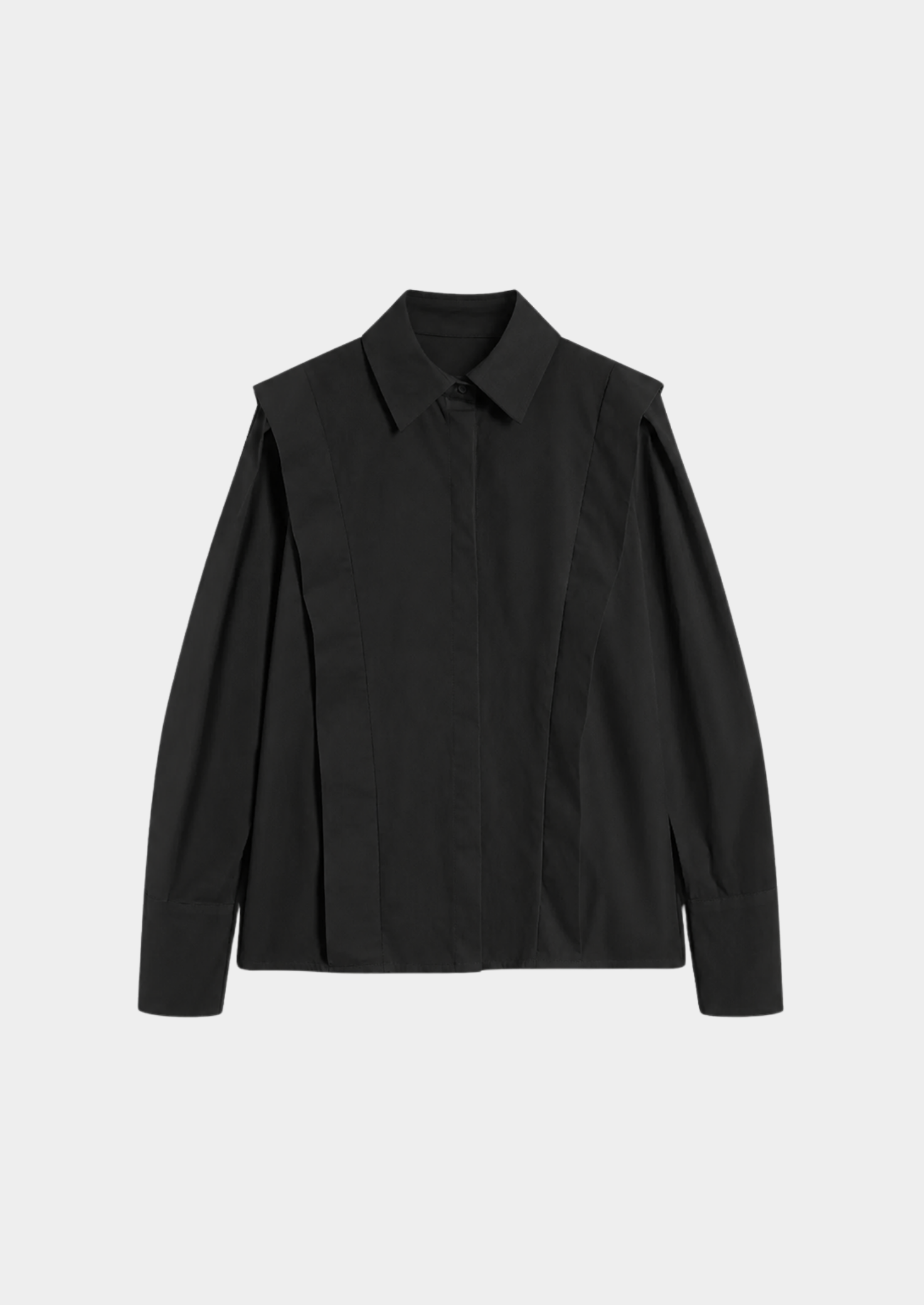 Women’s Button-Up Blouse with Collared Neckline and Long Sleeves
