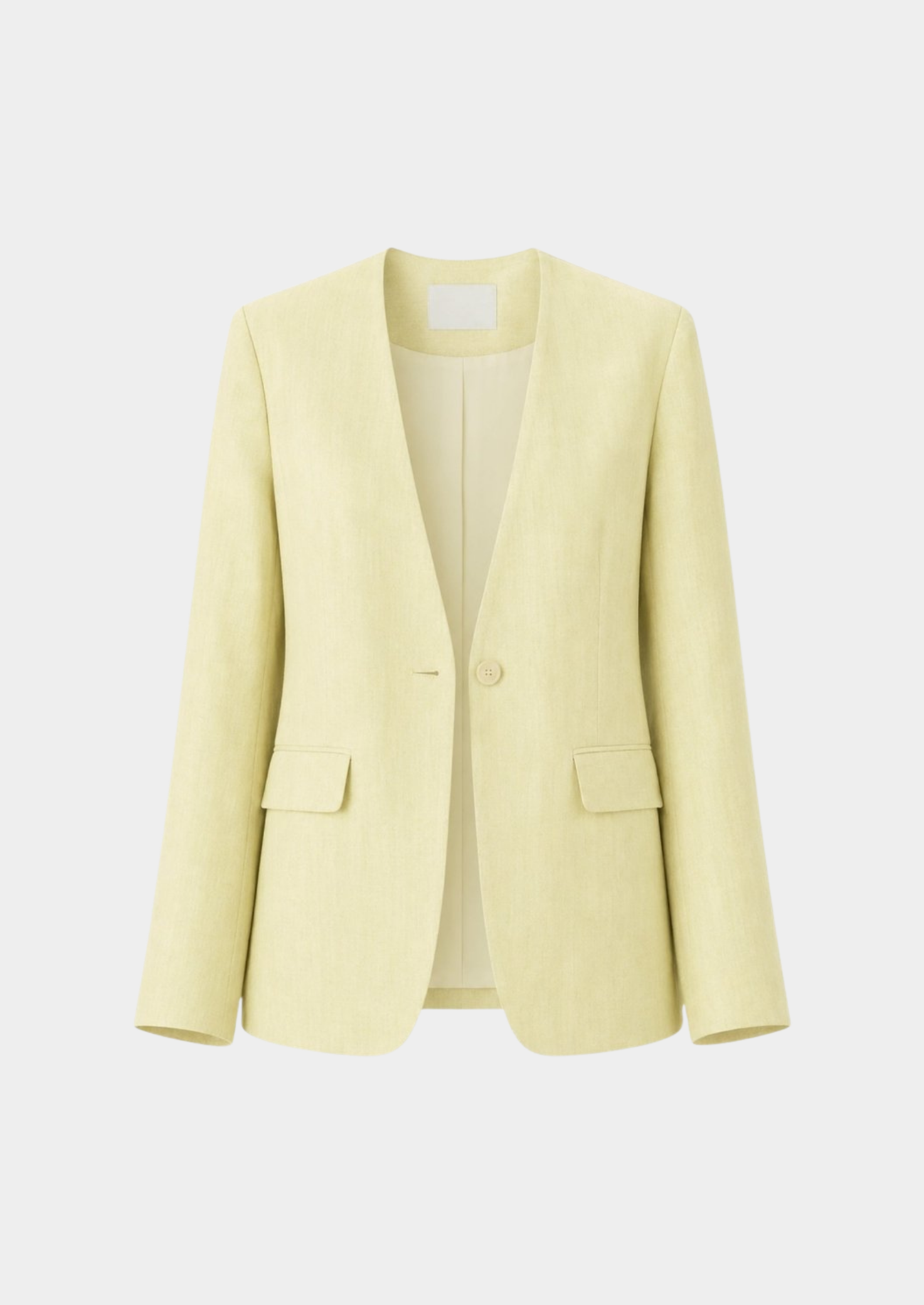 Women’s Collarless Blazer with Single-Button Closure