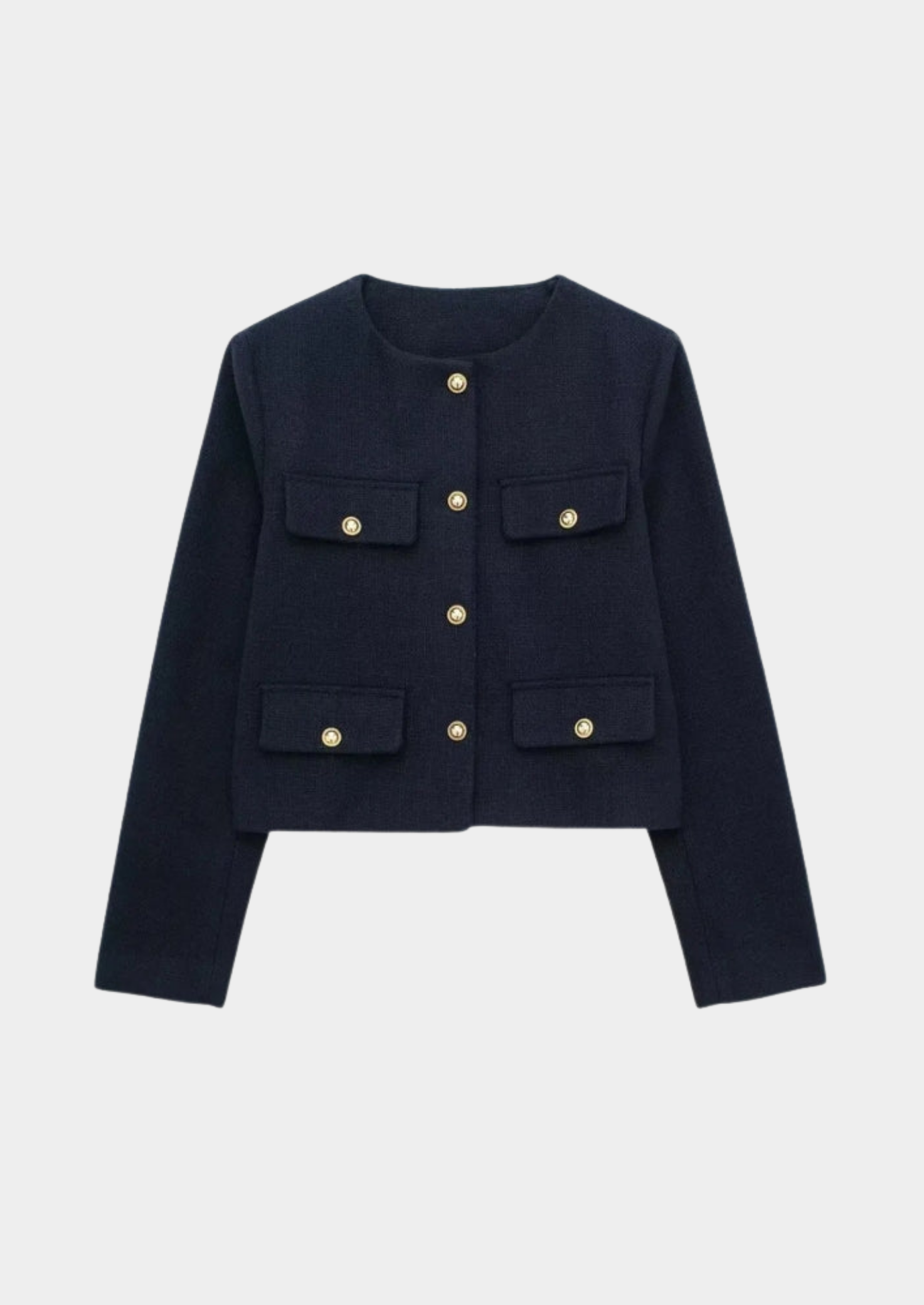 Women’s Cropped Blazer with Front Pockets and Button Detail
